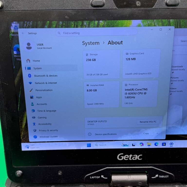 Getac V110 G5 11.6″ Core i5 1.60GHz 8GB RAM 256GB SSD Win 11 Pro