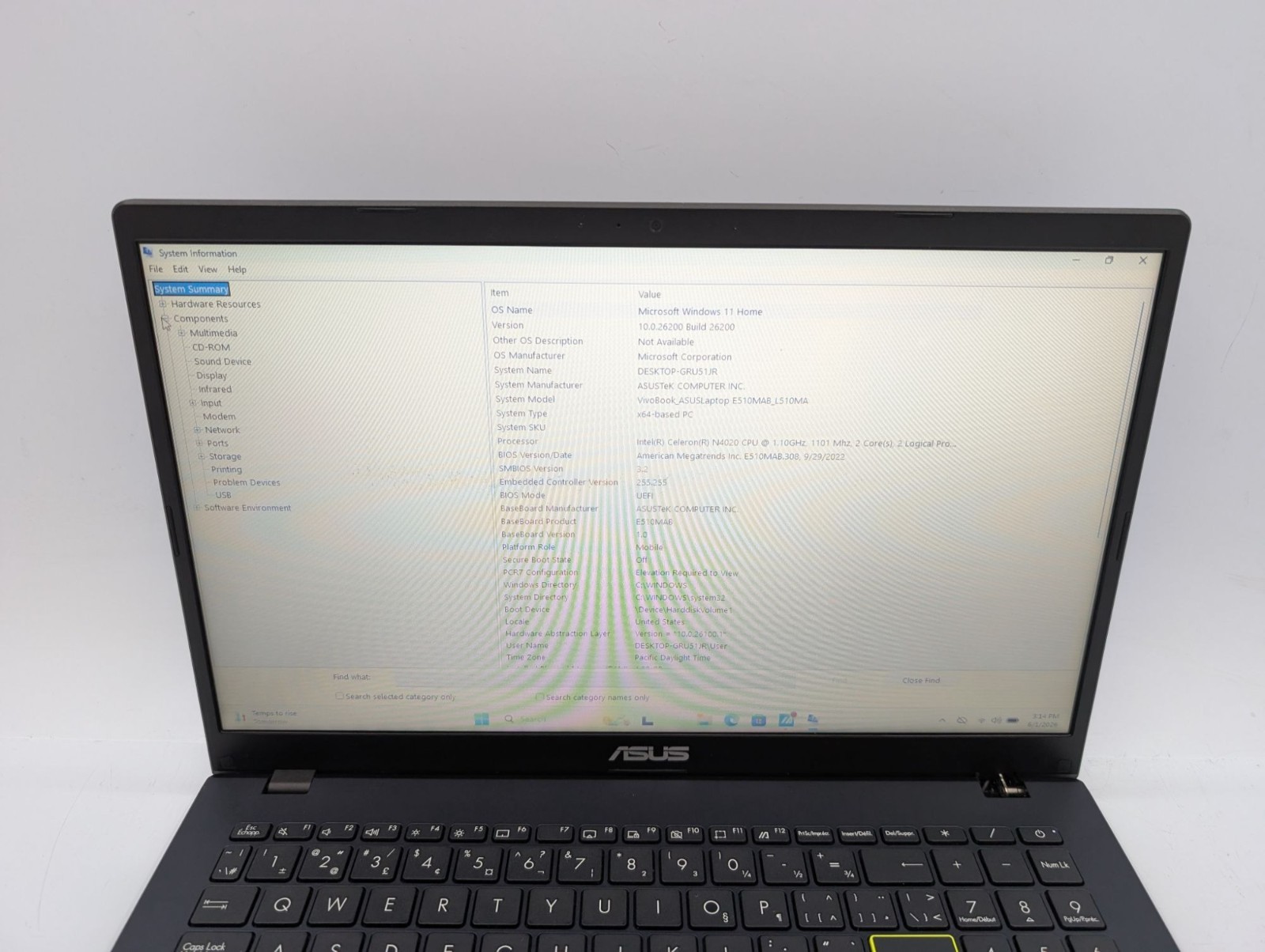 Asus L510MA-BB09-CB 15.6″ Laptop Celeron N4020 4GB RAM 128GB SSD Win11 Home