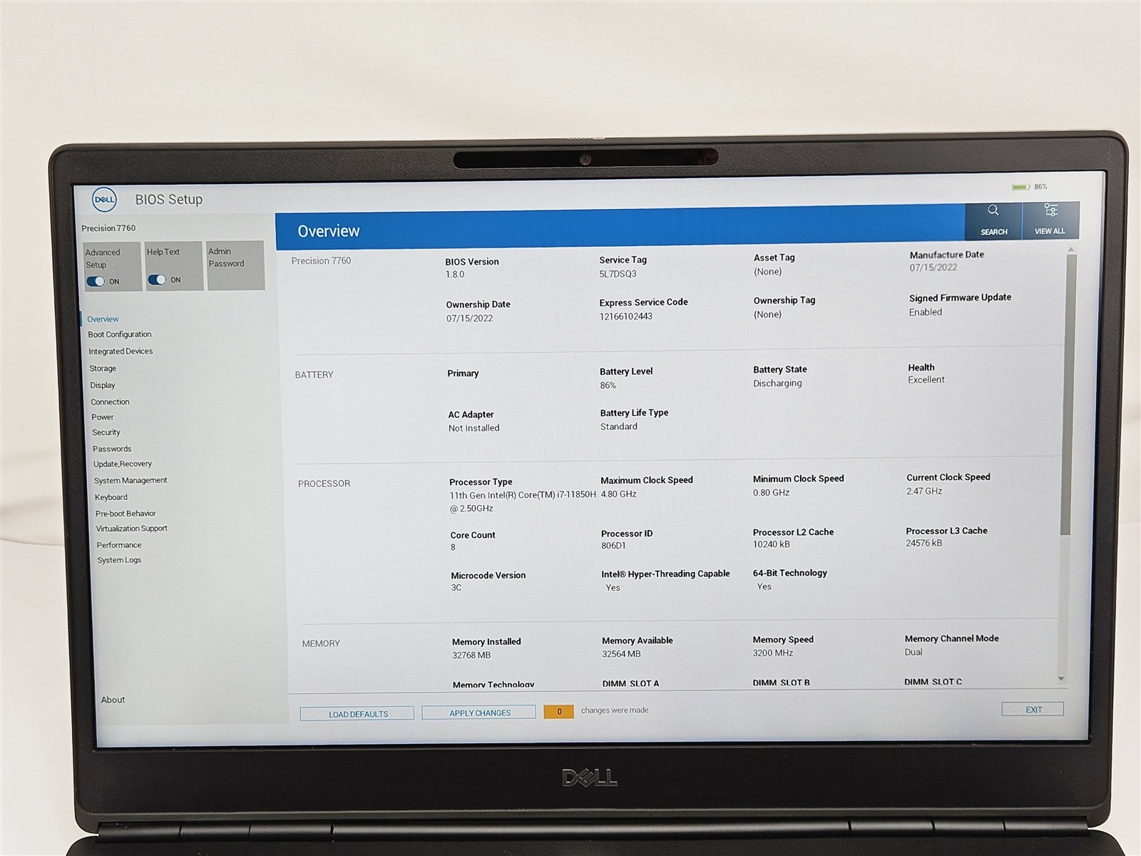 Dell Precision 7760 17.3″ i7-11850H 32GB 512GB SSD NVIDIA RTX A3000 Workstation