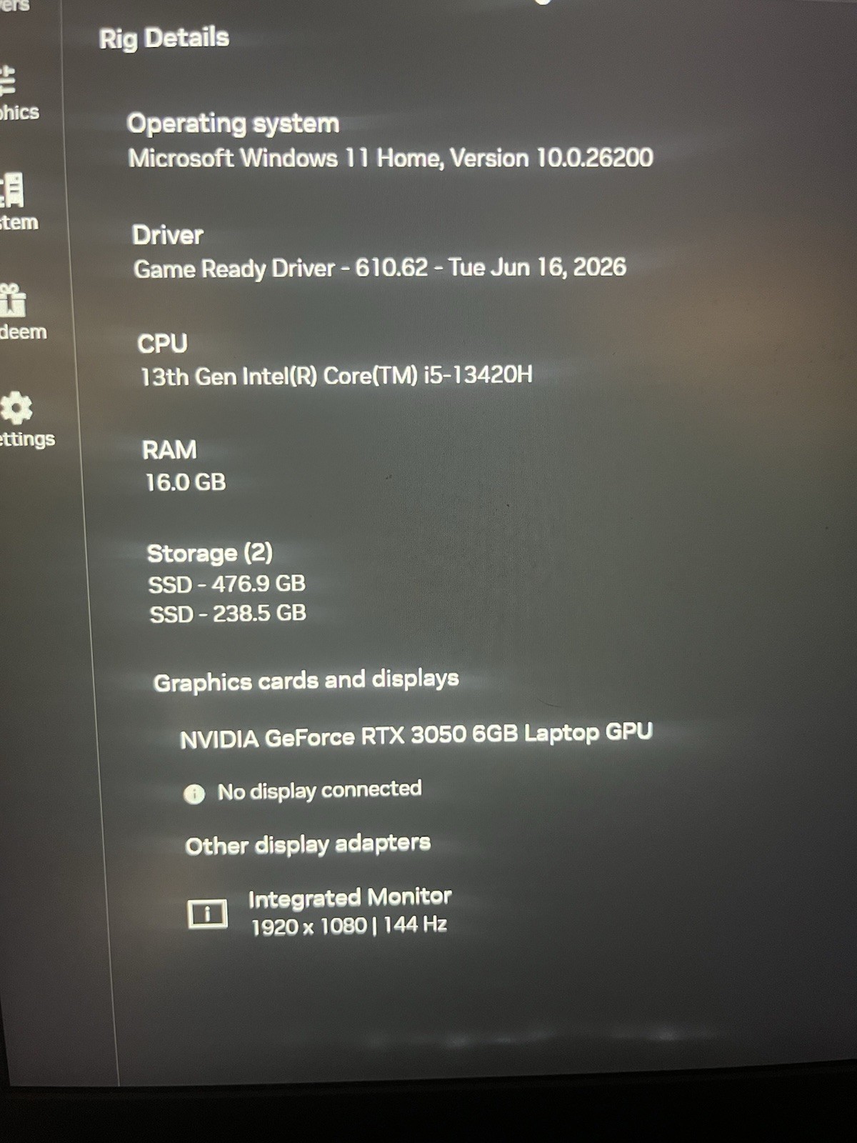 Acer Nitro V15 Laptop ANV15-51 Intel i5-13420H RTX 3050 512GB + 256GB SSDs WORKS