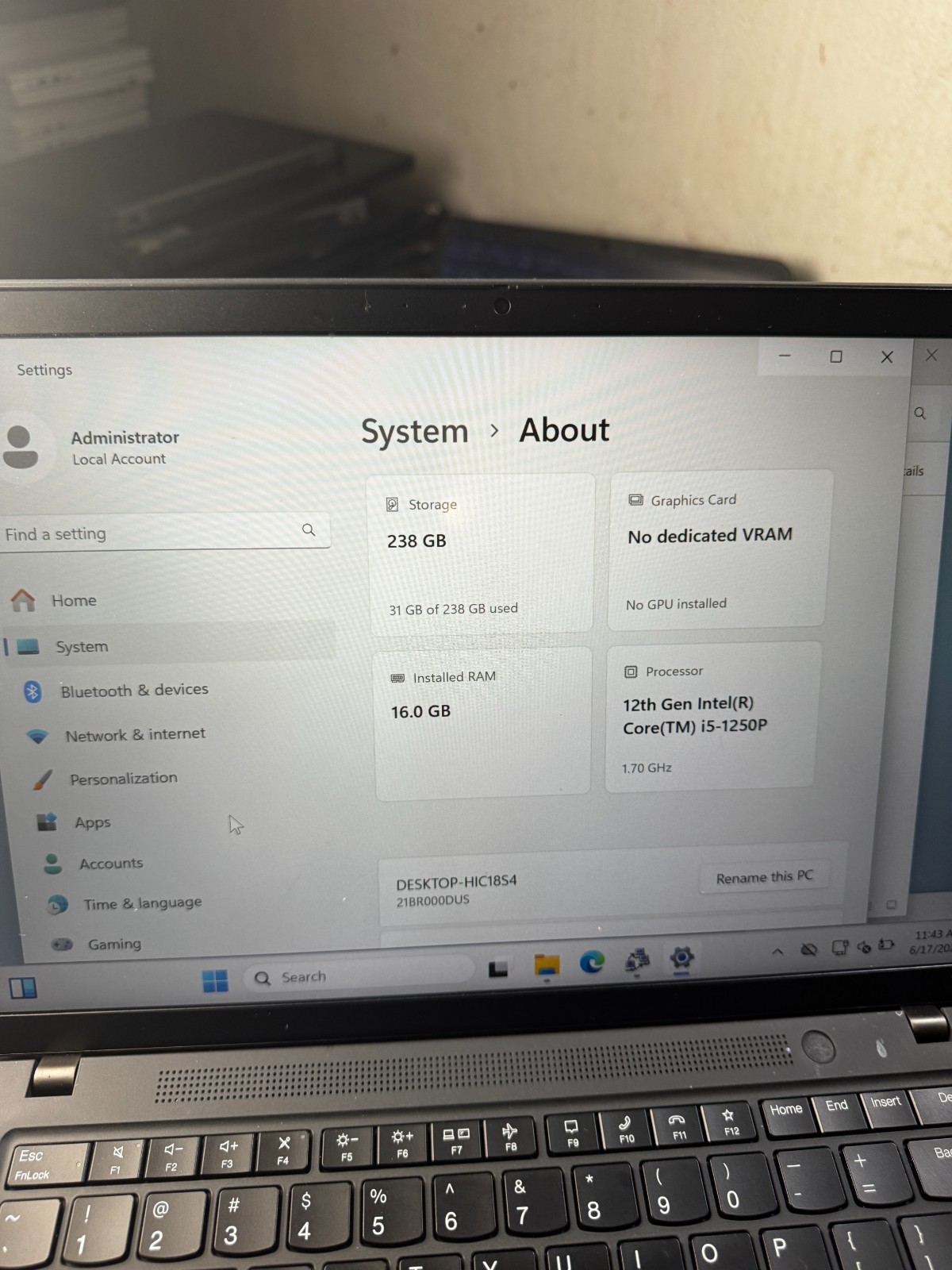 Lenovo ThinkPad T14s Gen 3 Core i5-1250P, 16GB RAM, 256GB SSD, Win11 PRO #6394