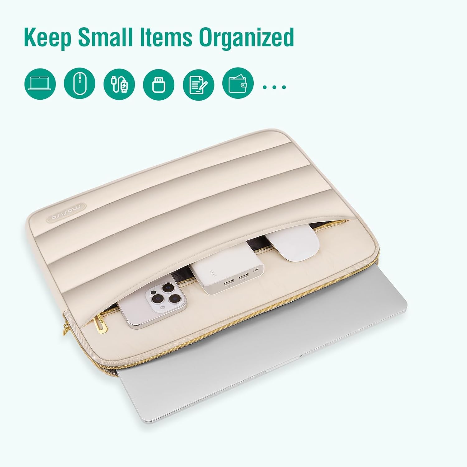 Puffy Laptop Sleeve 13.3 inch Case for MacBook Air 13.6 M1 M2 M3 M4 M5, Sand Col