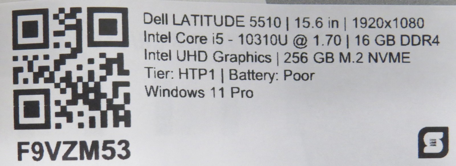 Dell Latitude 5510 | i5-10310U | 8GB DDR4 | 15.6″ | 256GB SSD | Win 11 Pro