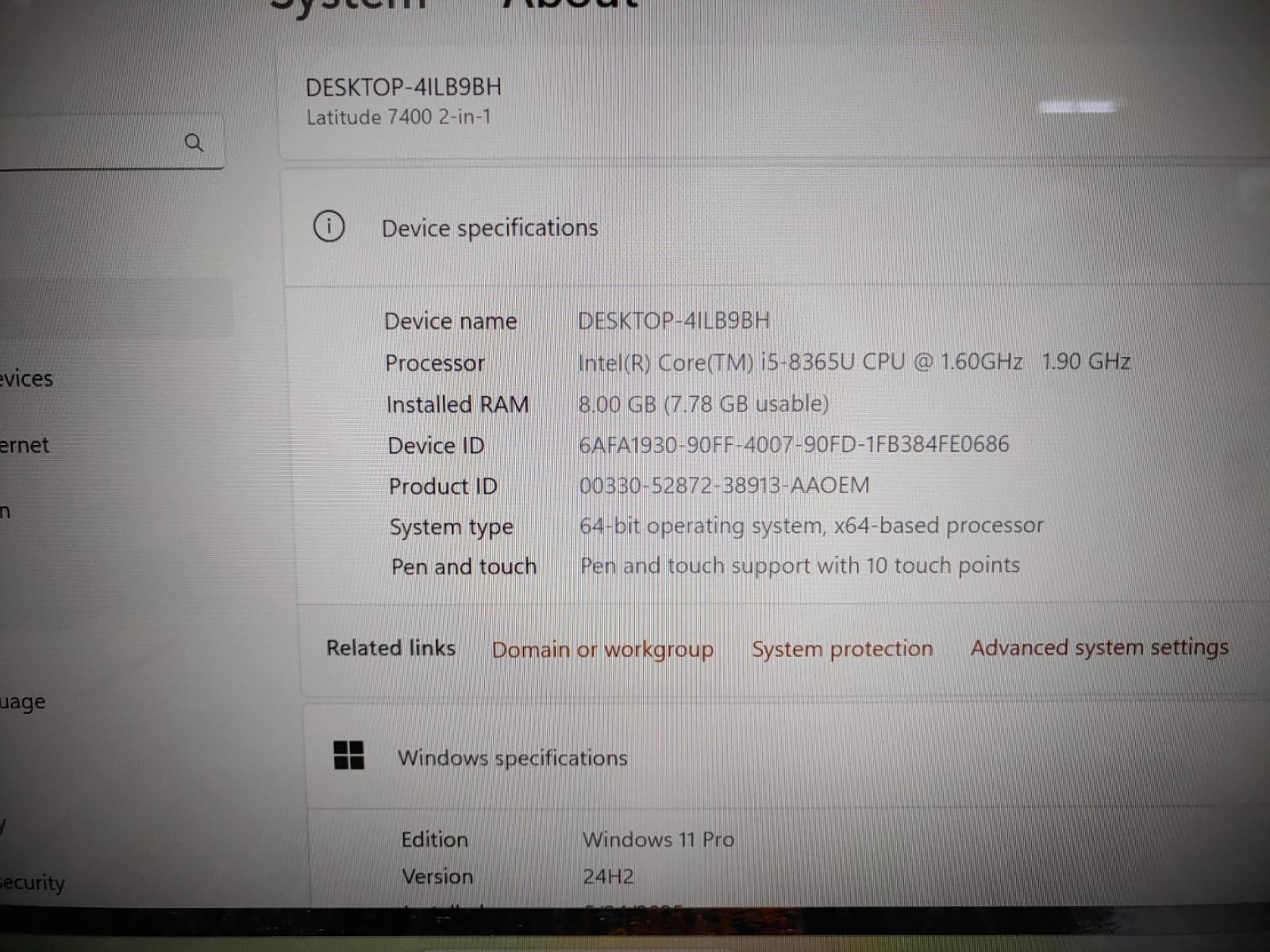 Dell Latitude 7400 2-in-1 14″ Touch Intel i5-8365U✔8GB✔256GB✔Win11Pro✔ *NO A/C*