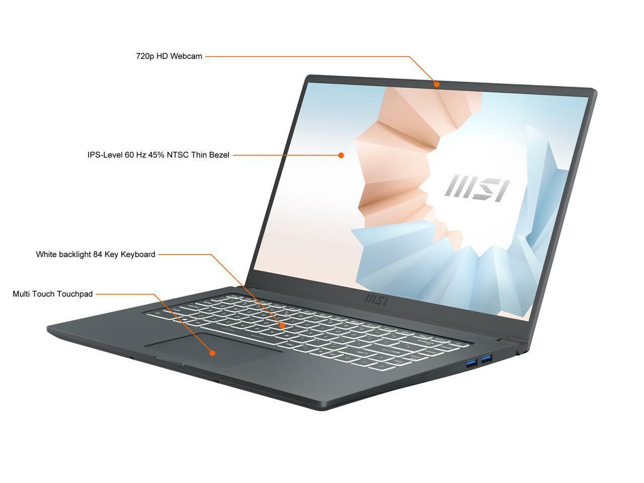 New MSI Modern 15 A11MU-652 15.6” FHD Laptop Intel i7-1195G7 8GB 1TB Iris Xe