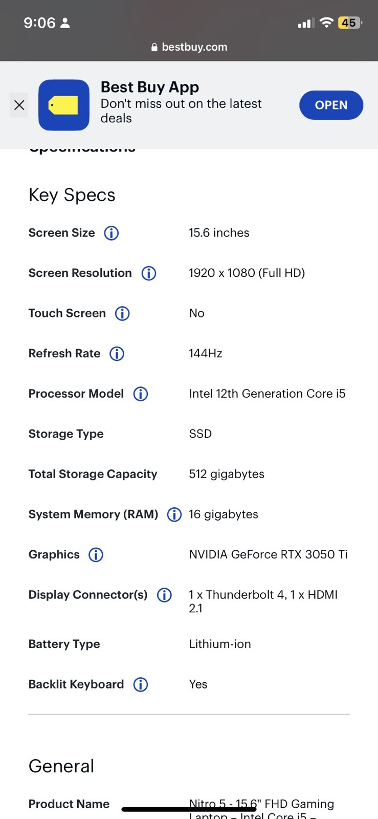 Acer Nitro 5-15.6″ FHD-Intel Core i5-Nvidia GeForce RTX 3050 Ti-16GB DDR4 512GB