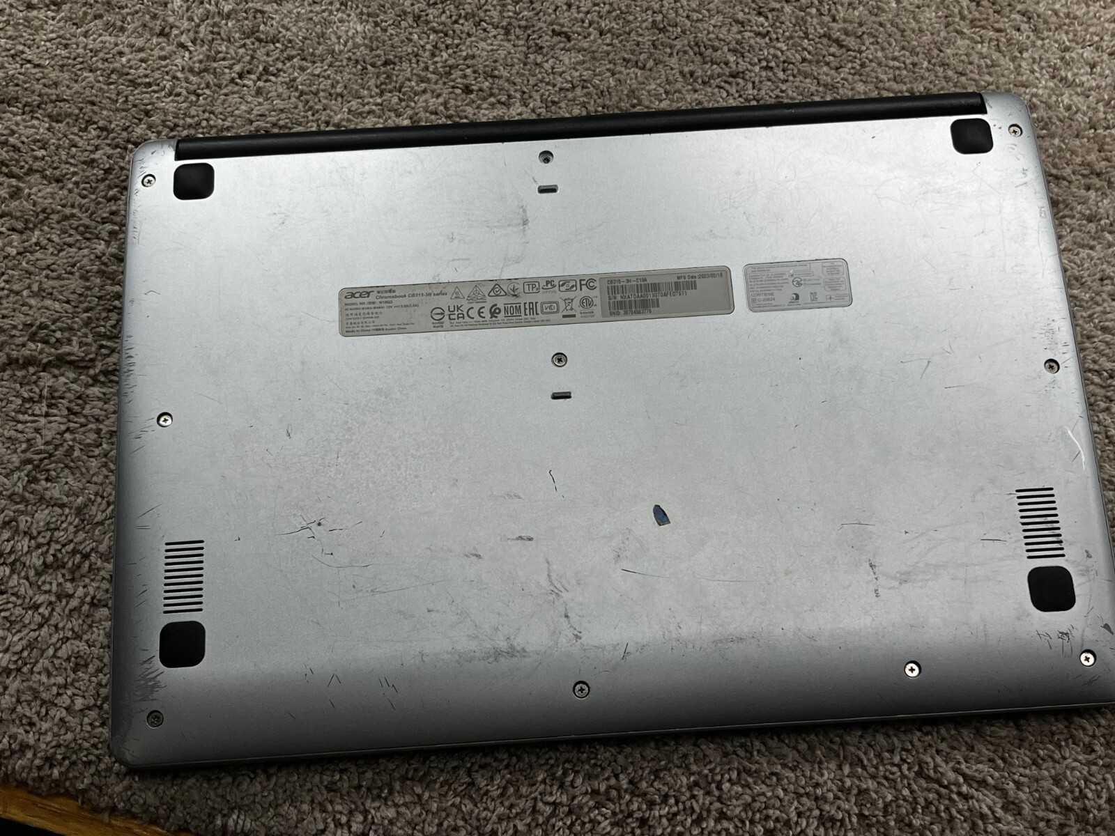 Acer N19Q3 ChromeBook CB315-3H Series No Power Cord PARTS/REPAIR 903731