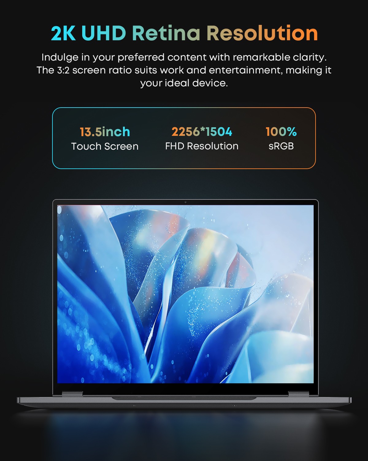 CHUWI FreeBook 13.5" Convertible Laptop – Intel N100, 12GB RAM, 512GB SSD