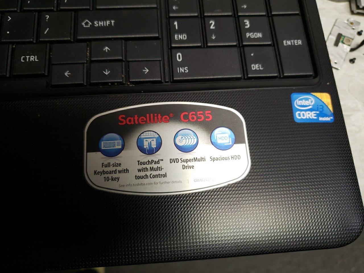 TOSHIBA SATELLITE C655 S5128 BOOTS TO BIOS INTEL I3 2 CORE 2GB RAM FREE SHIP