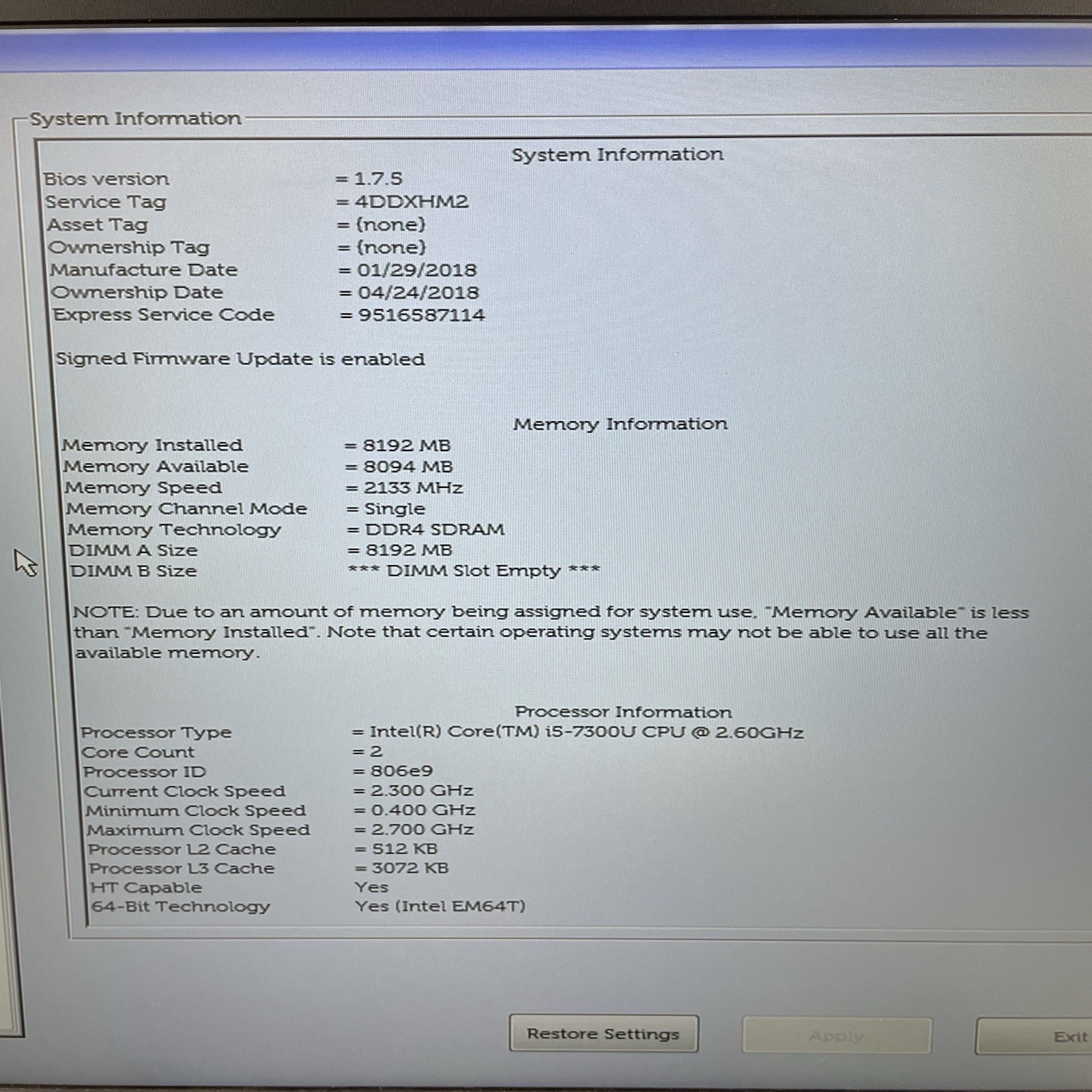 Dell Latitude 5580 15.6″ i5-7300U 2.6 GHz 8 GB RAM No SSD/OS/AC – Bad Back Edge