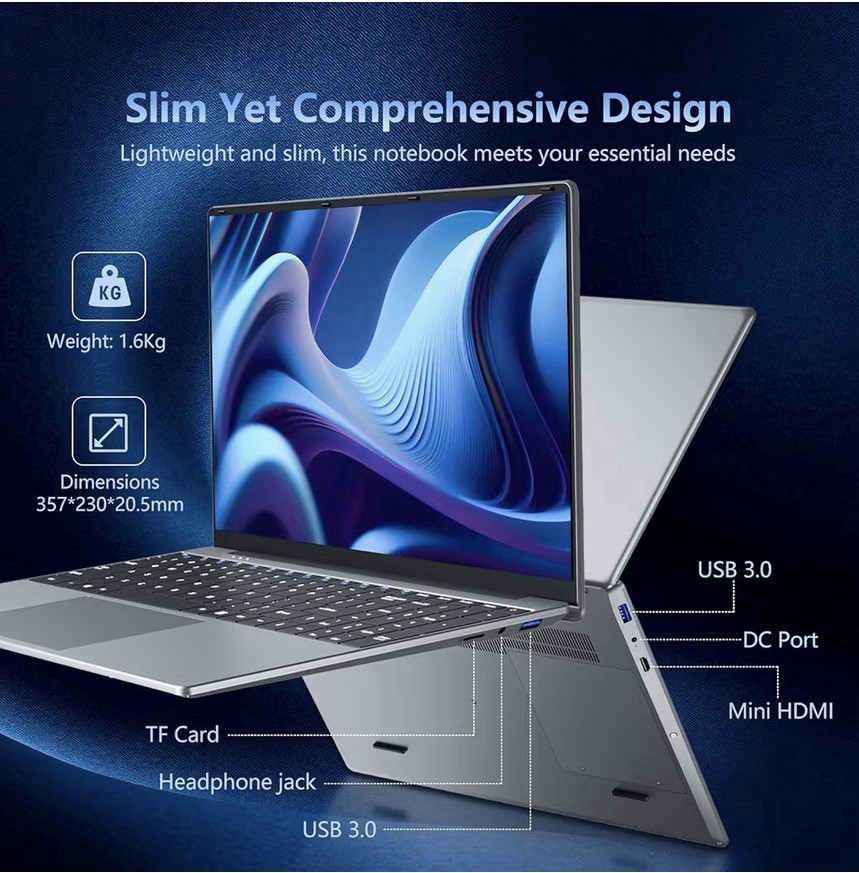 15.6″ FHD Laptop Intel Core i5-7Y54 16GB RAM 1TB SSD Win 11 Pro