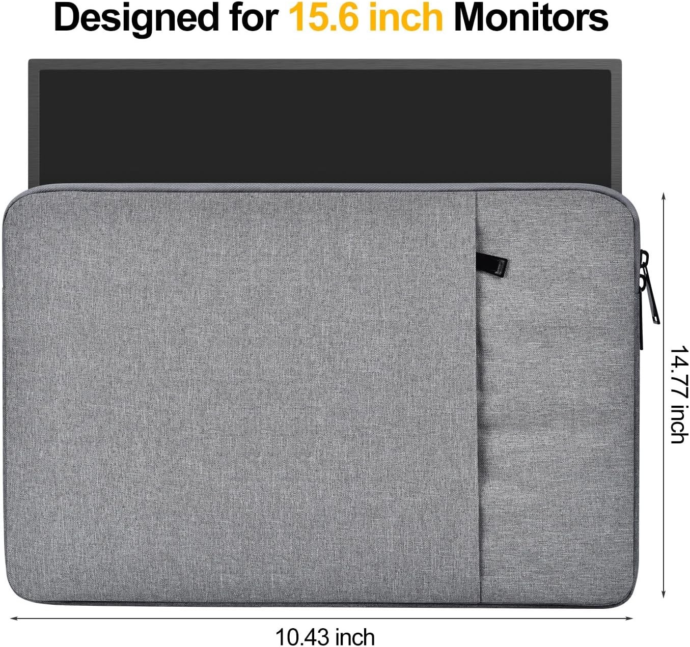 Padded Water Resistant Sleeve for 15.6-16.1 Inch Portable Monitors, Protective C