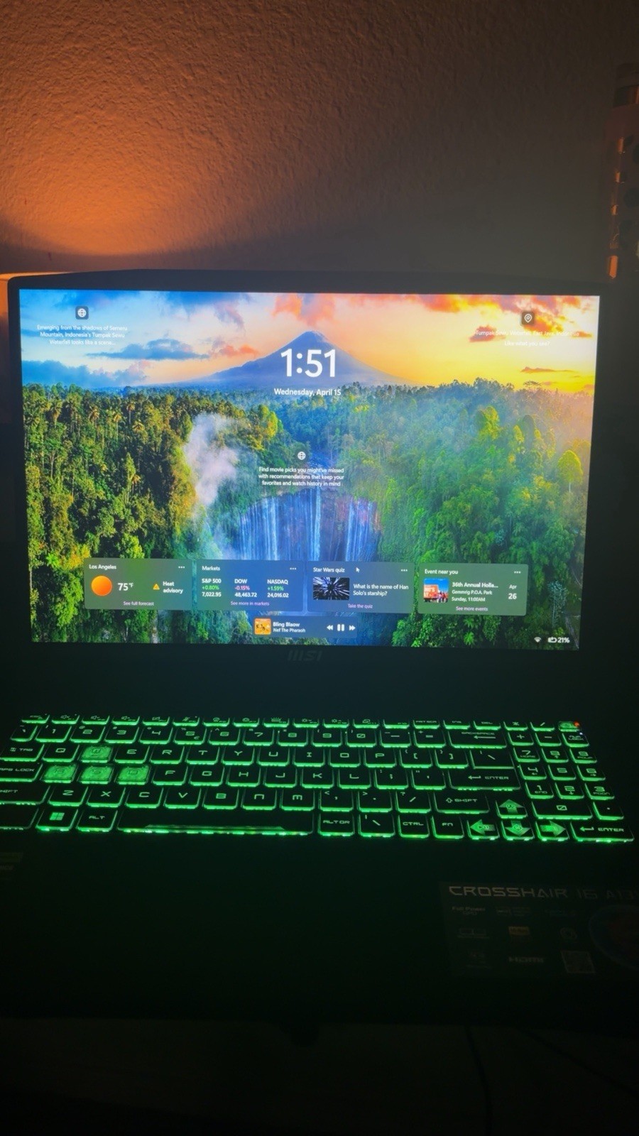 MSI Crosshair 16 A13VGK i7-13620H 16GB 1TB RTX 4070 16″ Win11 Gaming Laptop