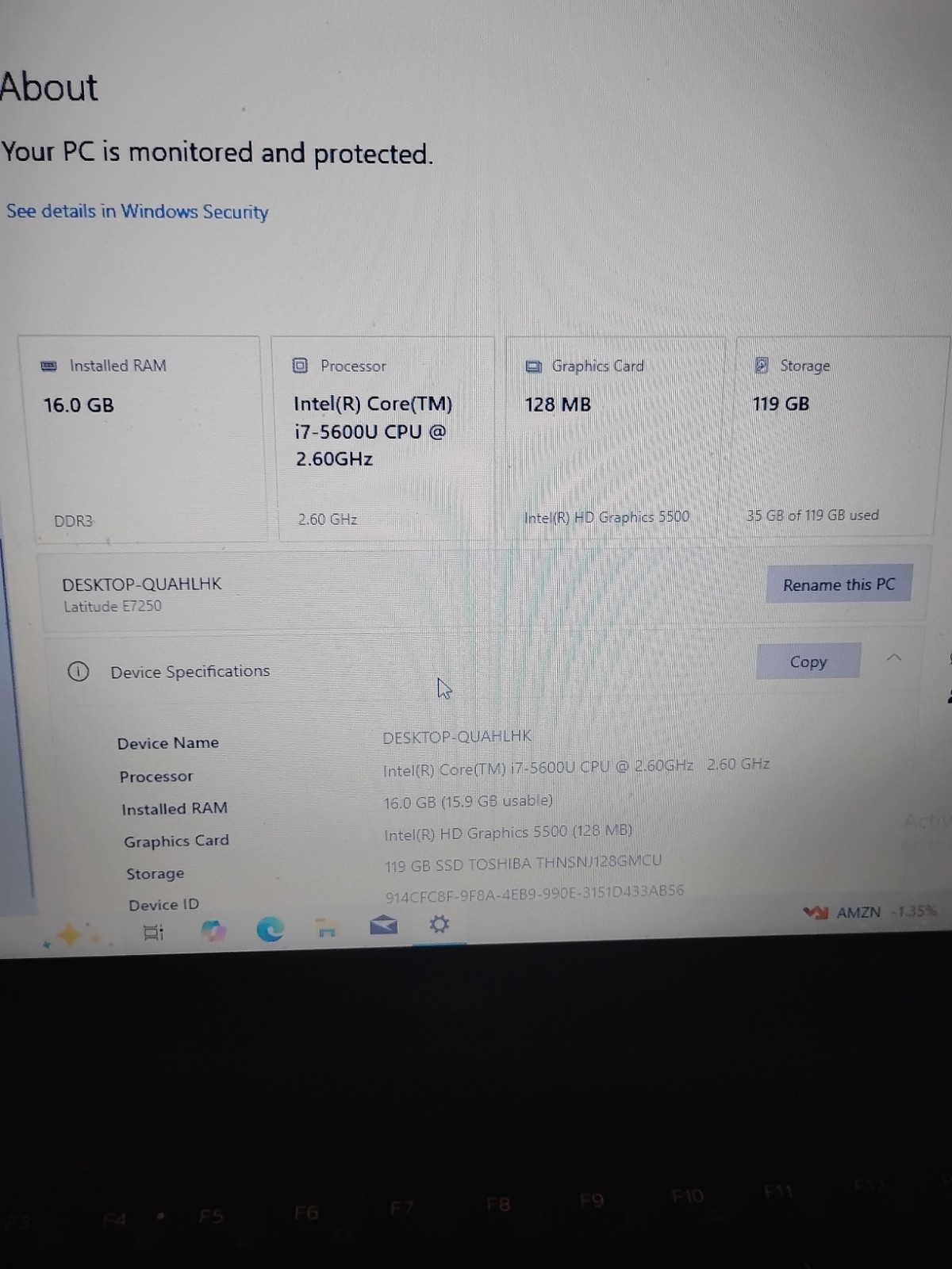 Dell Latitude E7250 12.5 inch (119GB SSD, Core i7-5600/16GB RAM) Windows Home