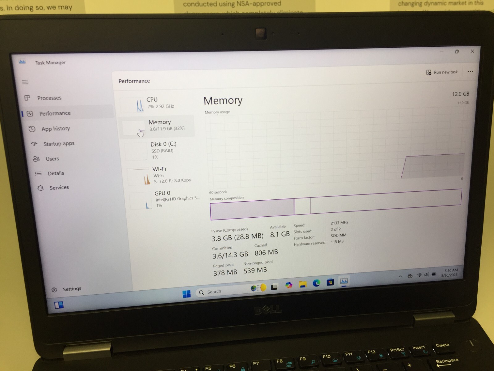 Dell Latitude E7470 14″ 256GB SSD Core i5 6th gen 2.40GHz, 12GB WIN 11 PRO