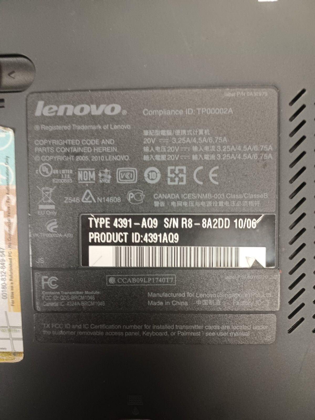 Lenovo Thinkpad Laptop- For Parts Only