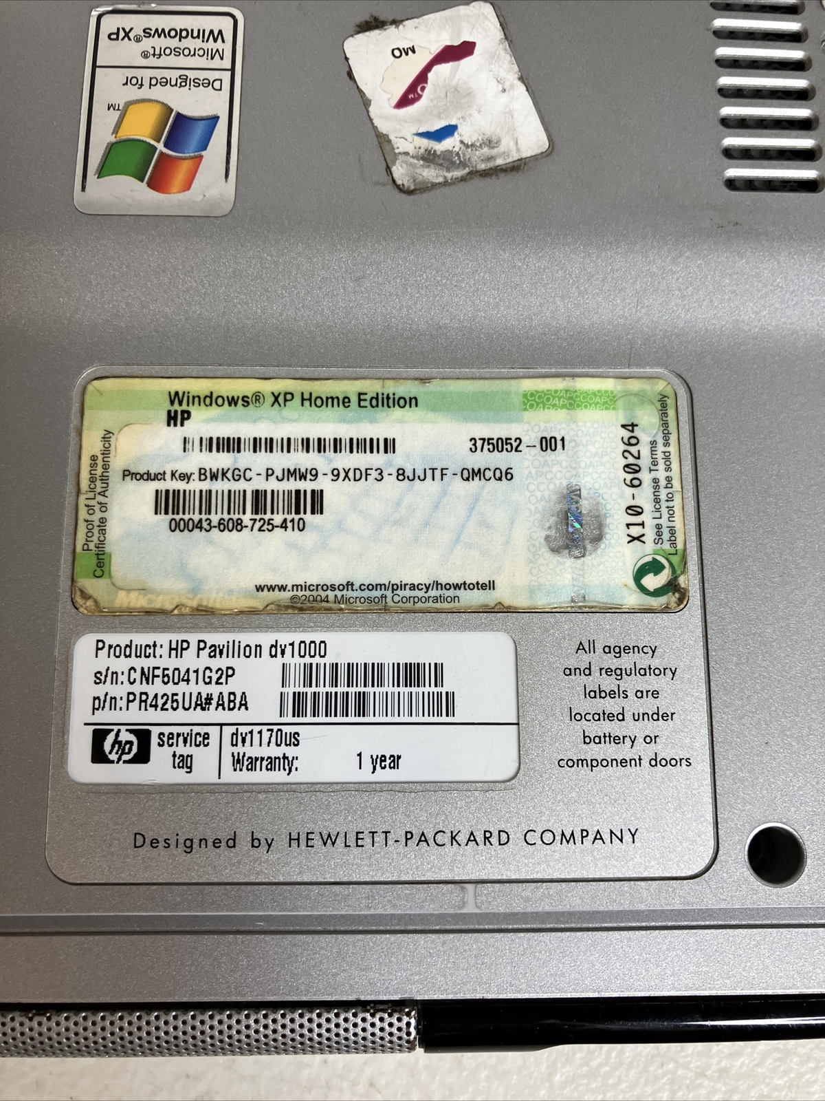 HP Pavilion DV1000 Laptop W/ Charger & Bag / For Parts or Repair