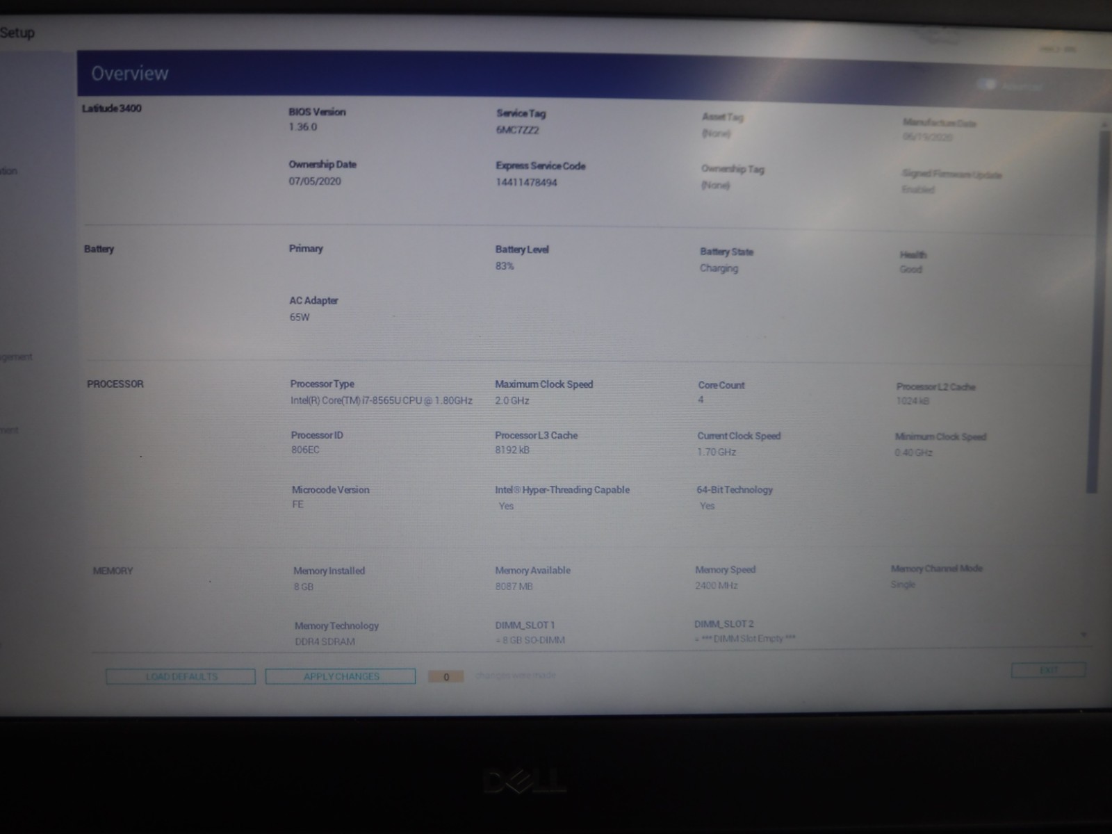 QTY 5 Dell Latitude 3400 i7-8565U 1.80GHz NO RAM NO SSD NO OS T4-C17