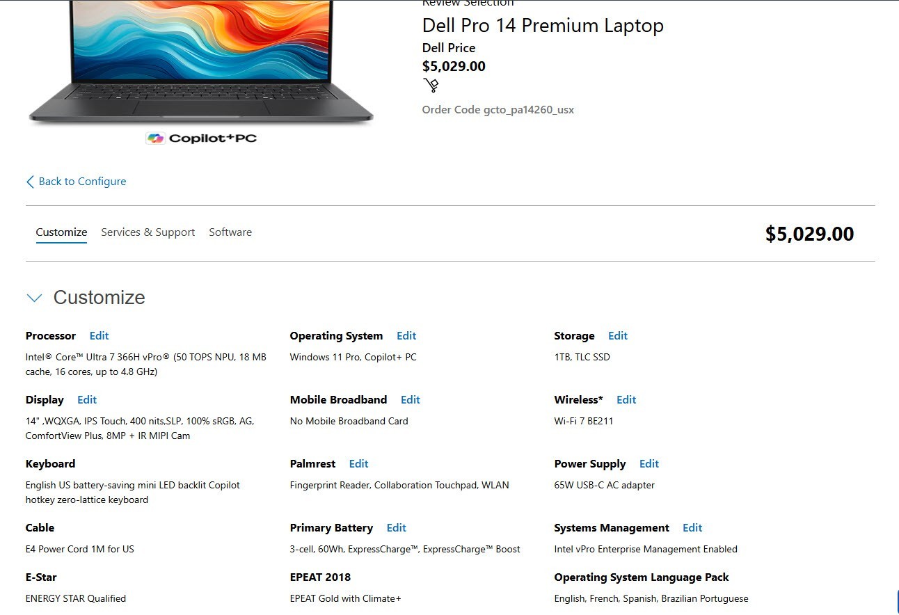 BRAND NEW: Dell Pro 14 Premium Core Ultra 7 64GB 1TB Win11 Pro(+ SD25TB4 DOCK!)