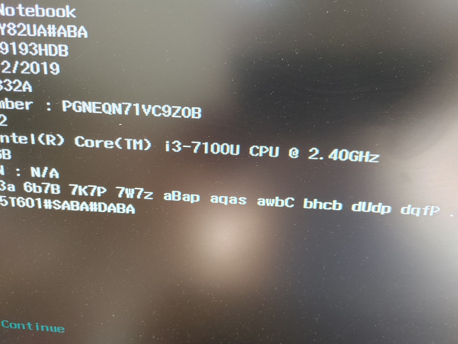 HP Notebook 15-bs0xx Core i3-7100U@ 2.4Ghz NO RAM ,NO HD ( Selling Motherboard)