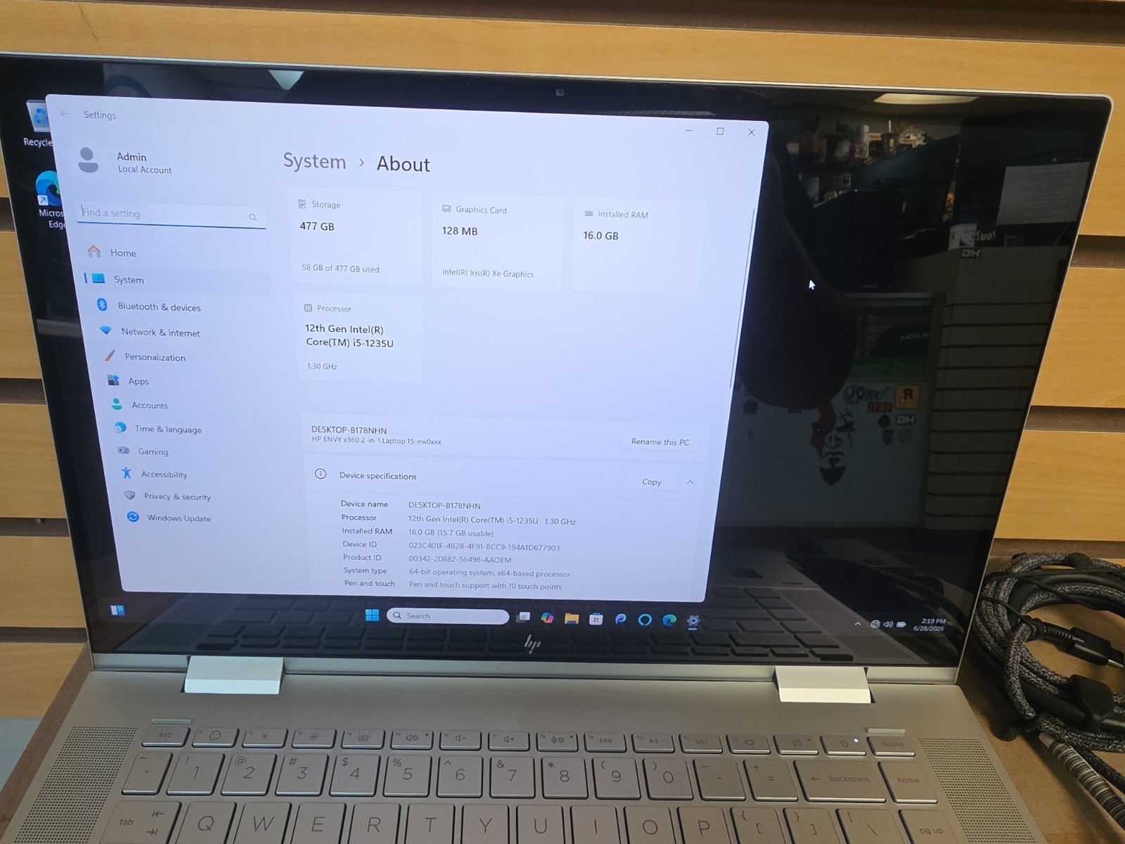 HP ENVY X360 Laptop 15-EW0013DX | CORE I5-1235U | 512GB | 16GB | Windows 11