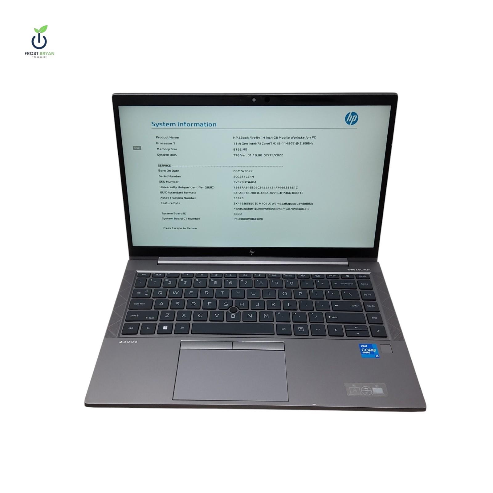 HP ZBOOK FIREFLY 14 G8 i5-1145G7@2.60GHz 8GB SSD 256GB No OS Grade C [READ]