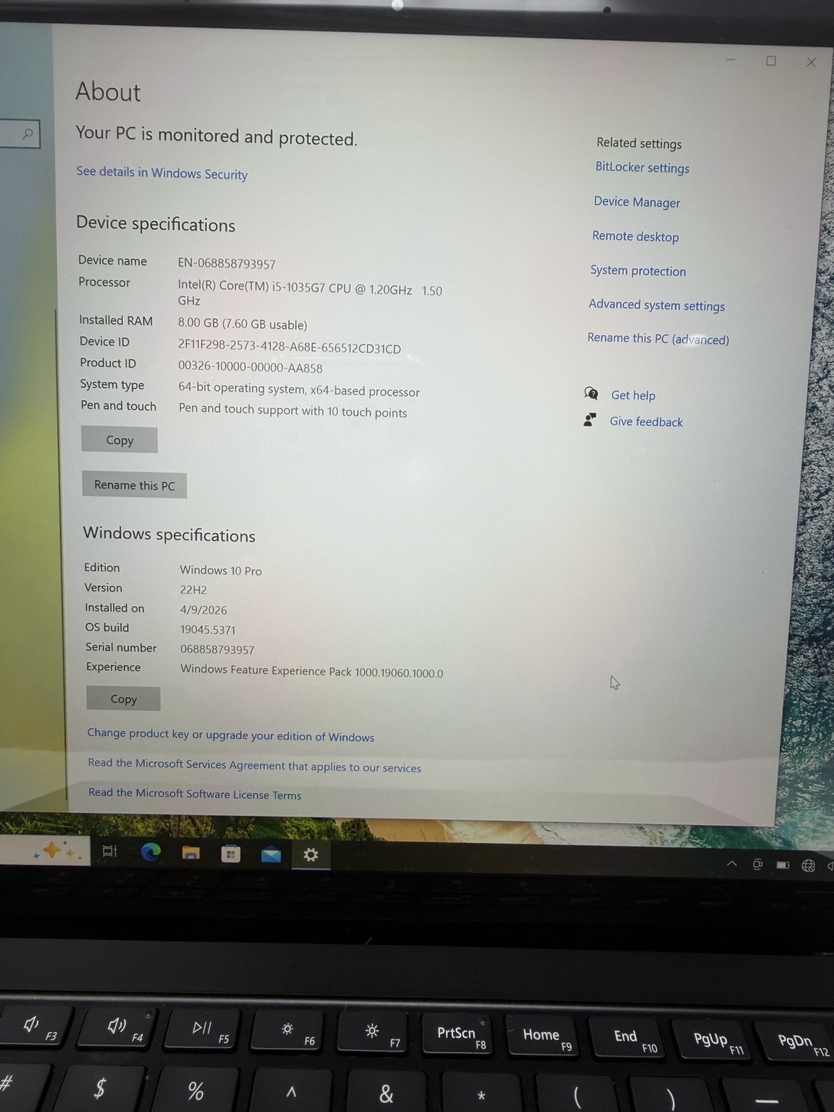 Microsoft Surface Laptop 3 1867 1.2GHz i5-1035G7 256GB SSD 8GB RAM ; 6179738