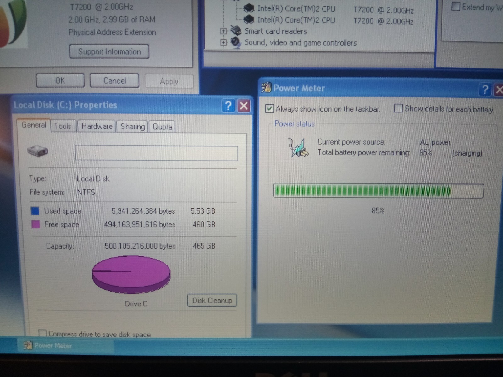 DELL LATITUDE D620 T7200 2.00GHZ 3GBRAM 500GBHDD WINXPSP/3 1440×900 office2007