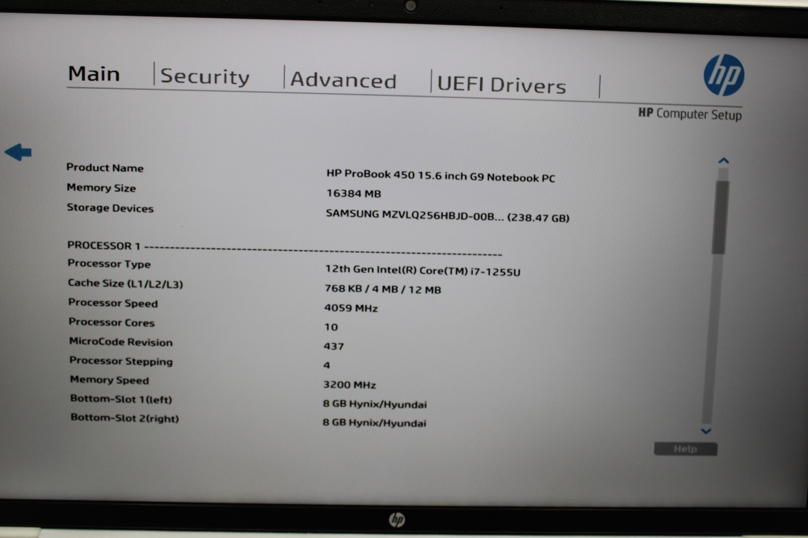 HP ProBook 450 G9 i7-1255U @ 1.7 GHz 16GB RAM 256GB SSD Win11Pro