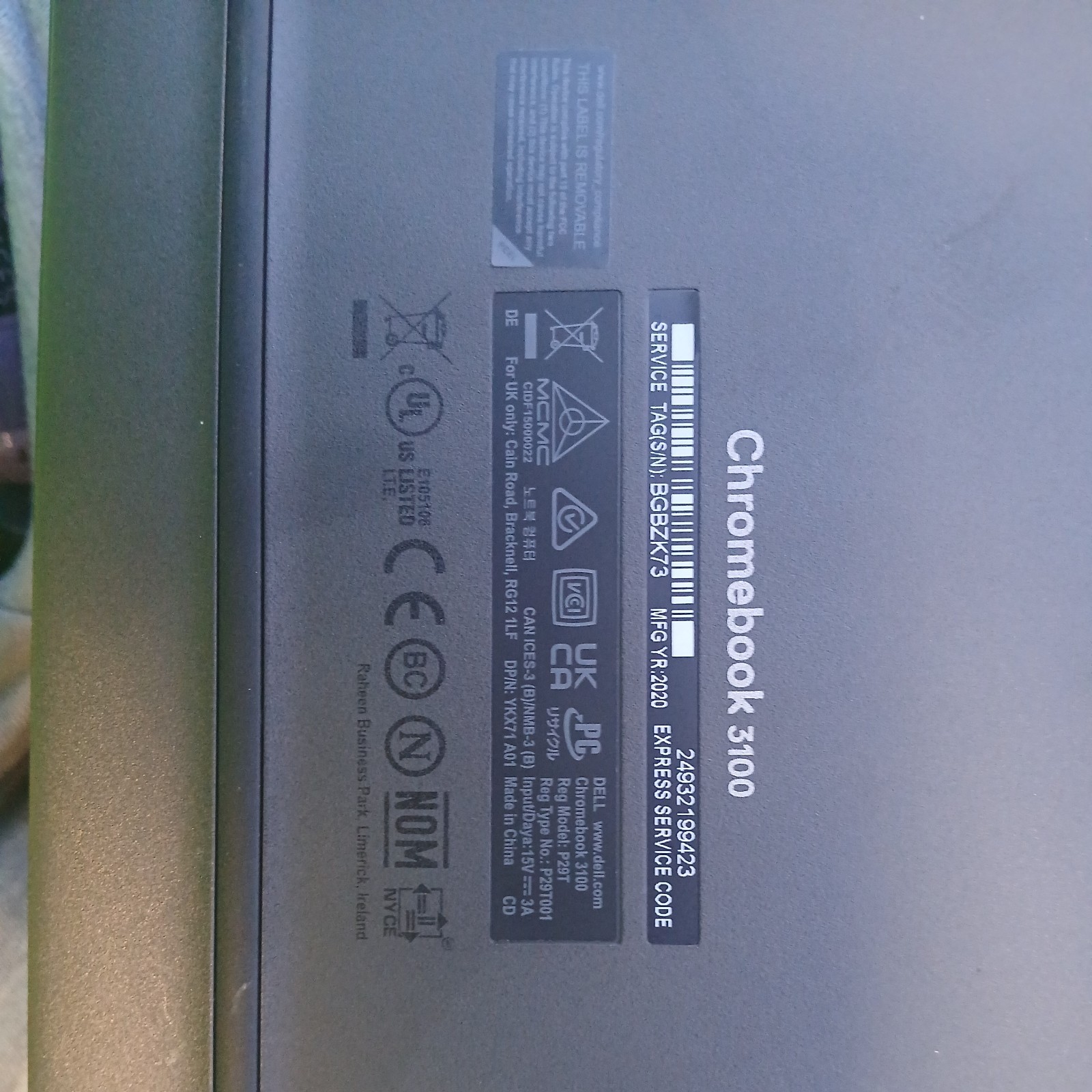 Dell 3100 ChromeBook Laptop / 4GB DDR4 / 16GB SSD / USB C / TESTED WORKING READY