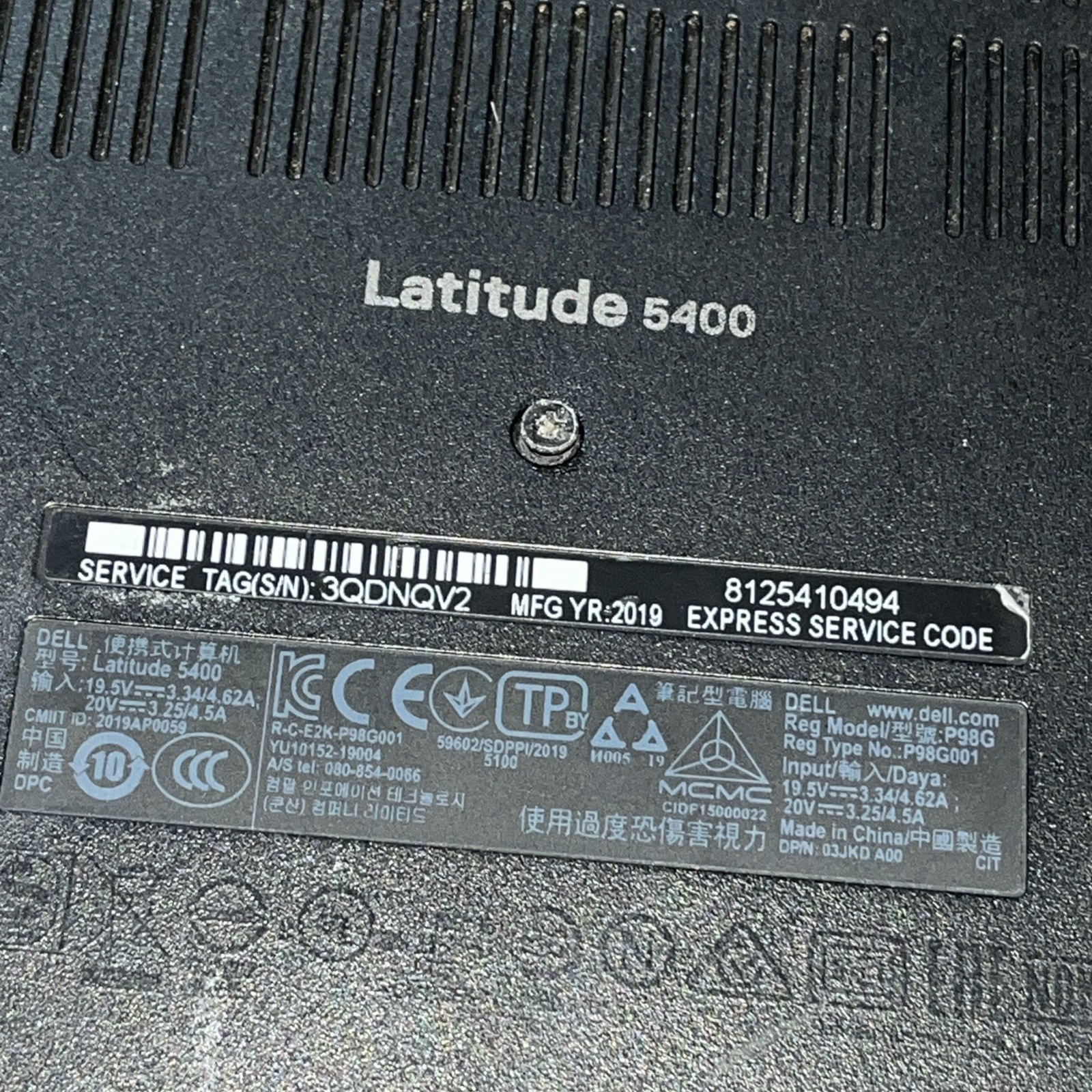 DELL LATITUDE 5400 INTEL CORE I7-8665U 1.90GHZ 8GB RAM NO HD