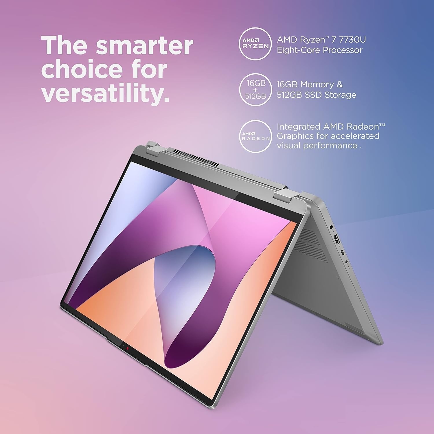 Lenovo IdeaPad Flex 5 2-in-1 16″ Touch AMD Ryzen 7 7730U 16GB 512GB CAM FPR 2Y