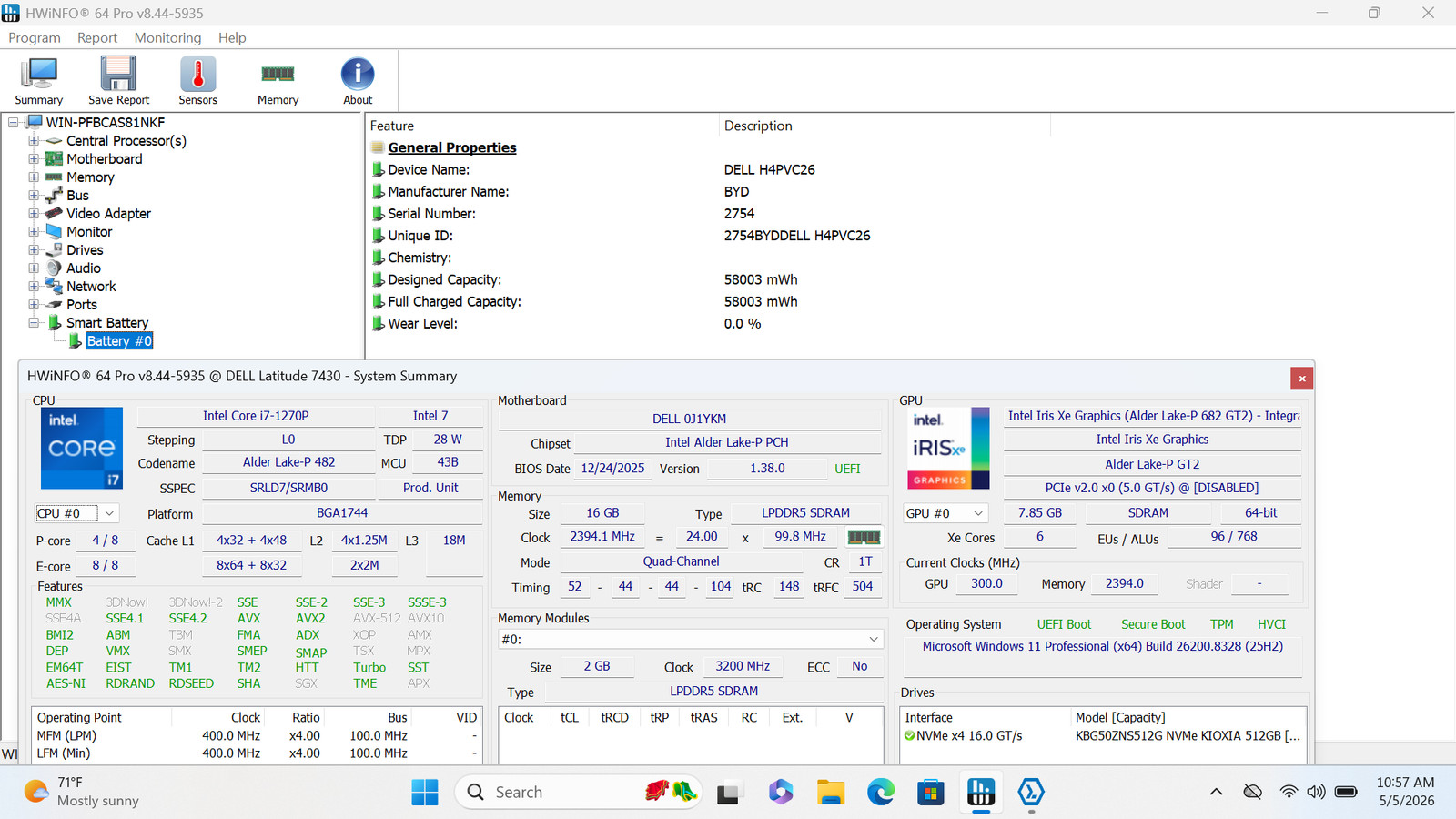 Dell Latitude 7430 14″ FHD I7-1270P 512GB SSD 16GB W11P Webcam Backlit FP Reader