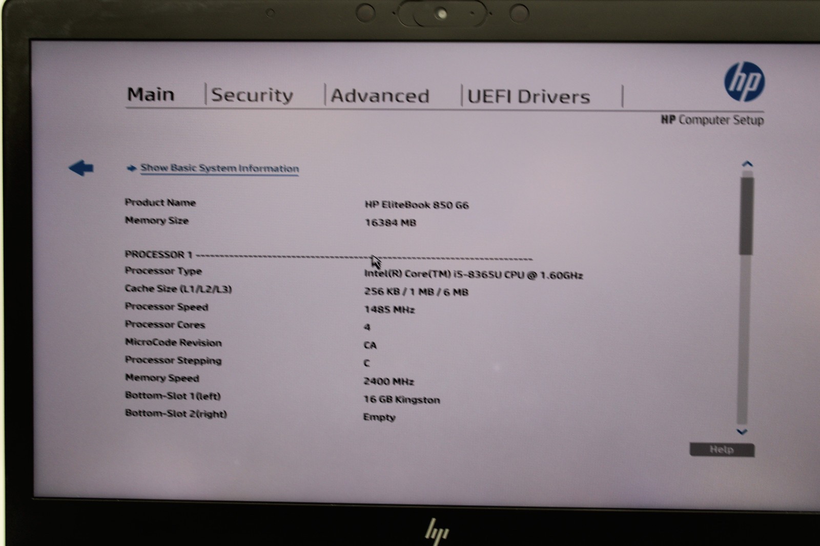 HP EliteBook 850 G6 _ i5-8365U @ 1.6 _ 16GB RAM _ No SSD / OS