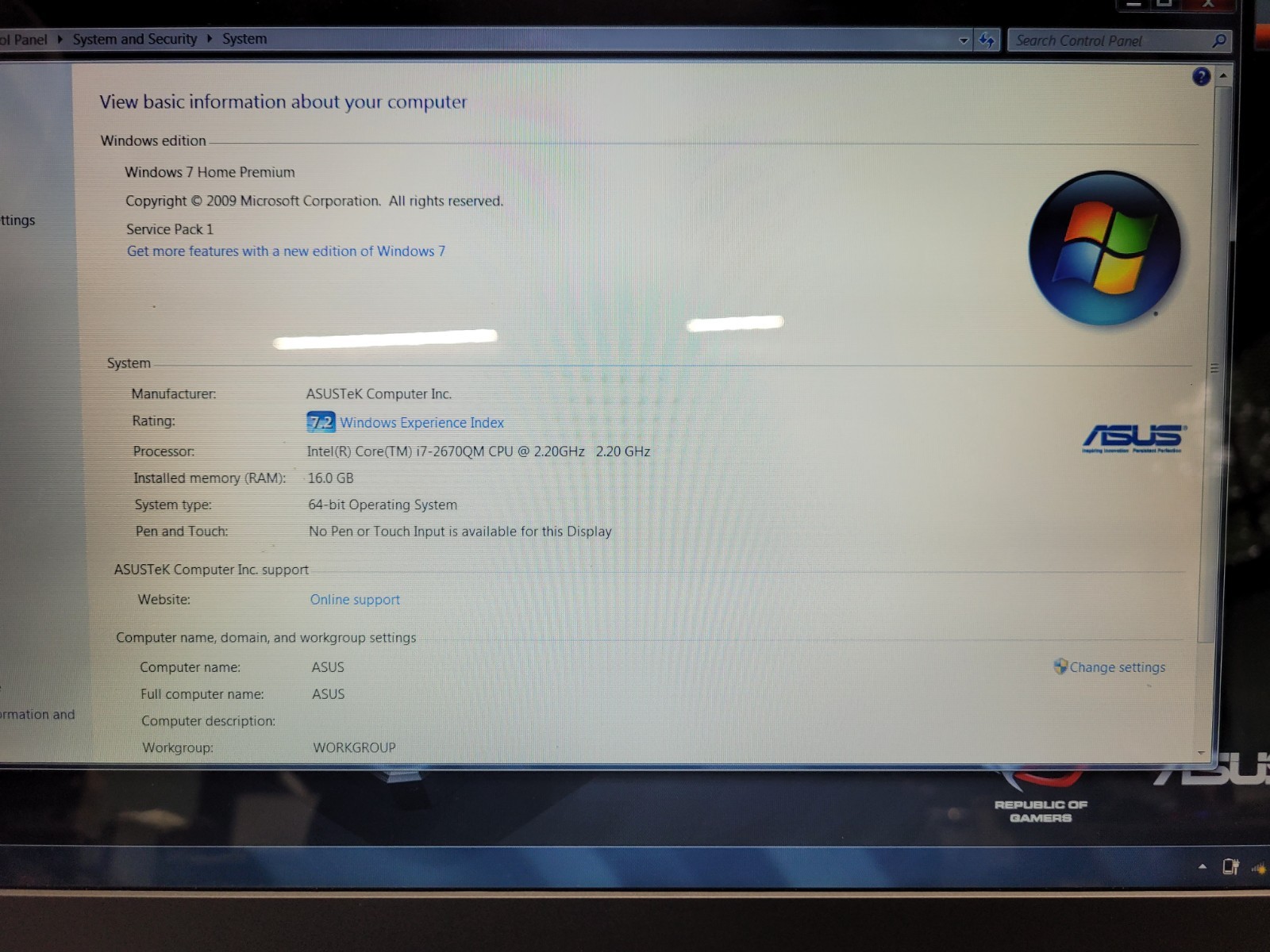 Retro ASUS G74S 17.3″ I7-2670QM NVIDIA GTX 560M 16GB RAM 128GB SSD 700gb HDD