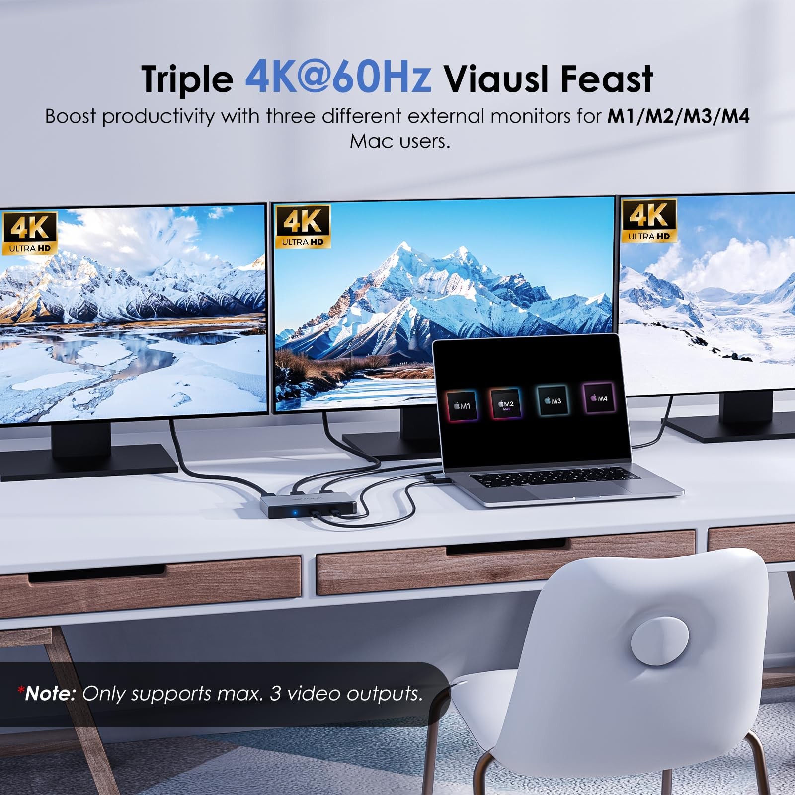 WAVLINK Triple Monitor Docking Station M1/M2/M3/M4 macOS 100W PD 4K 60Hz