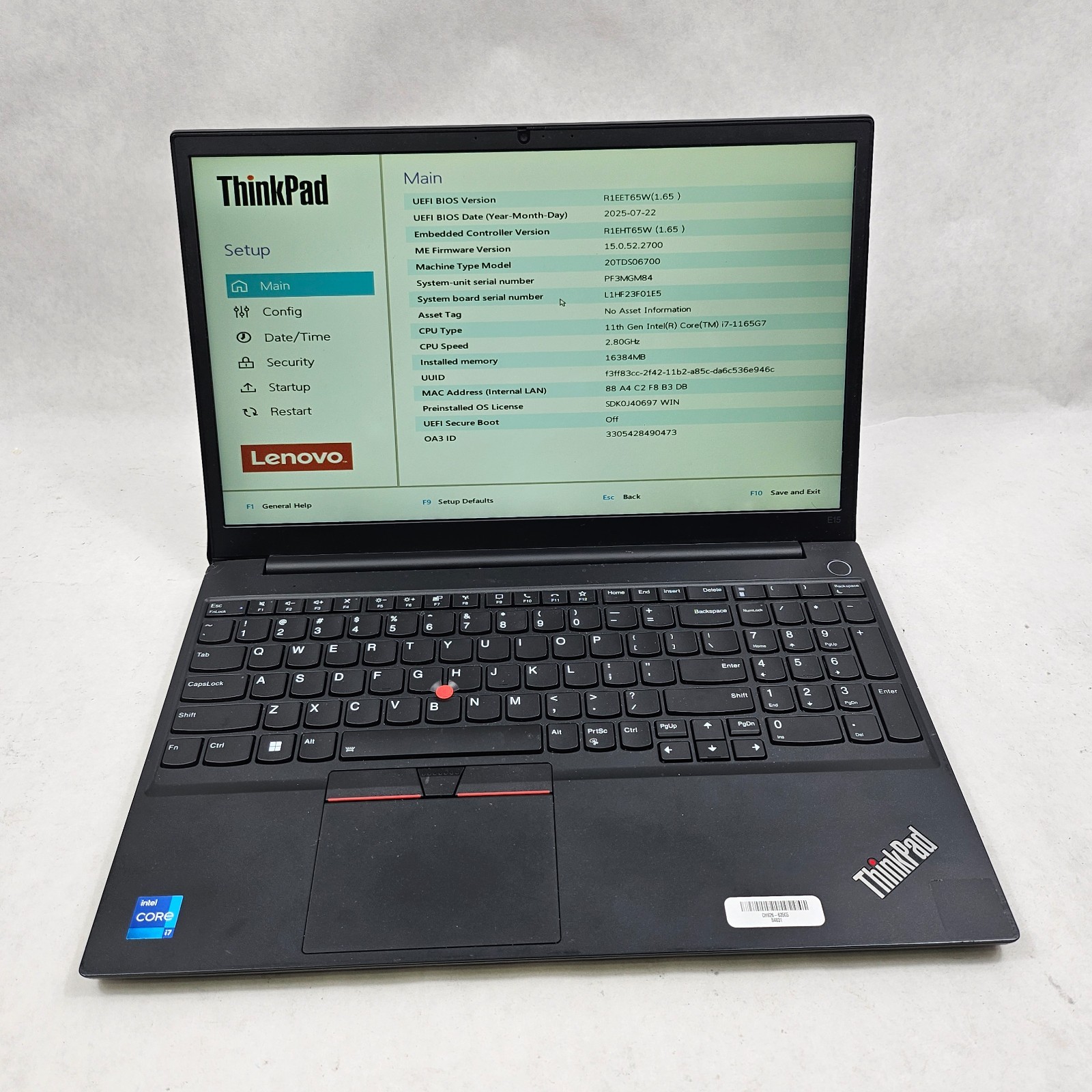 Lenovo ThinkPad E15 Gen 2 Touch Intel Core i7-1165G7 16GB RAM 512GB SSD *Read