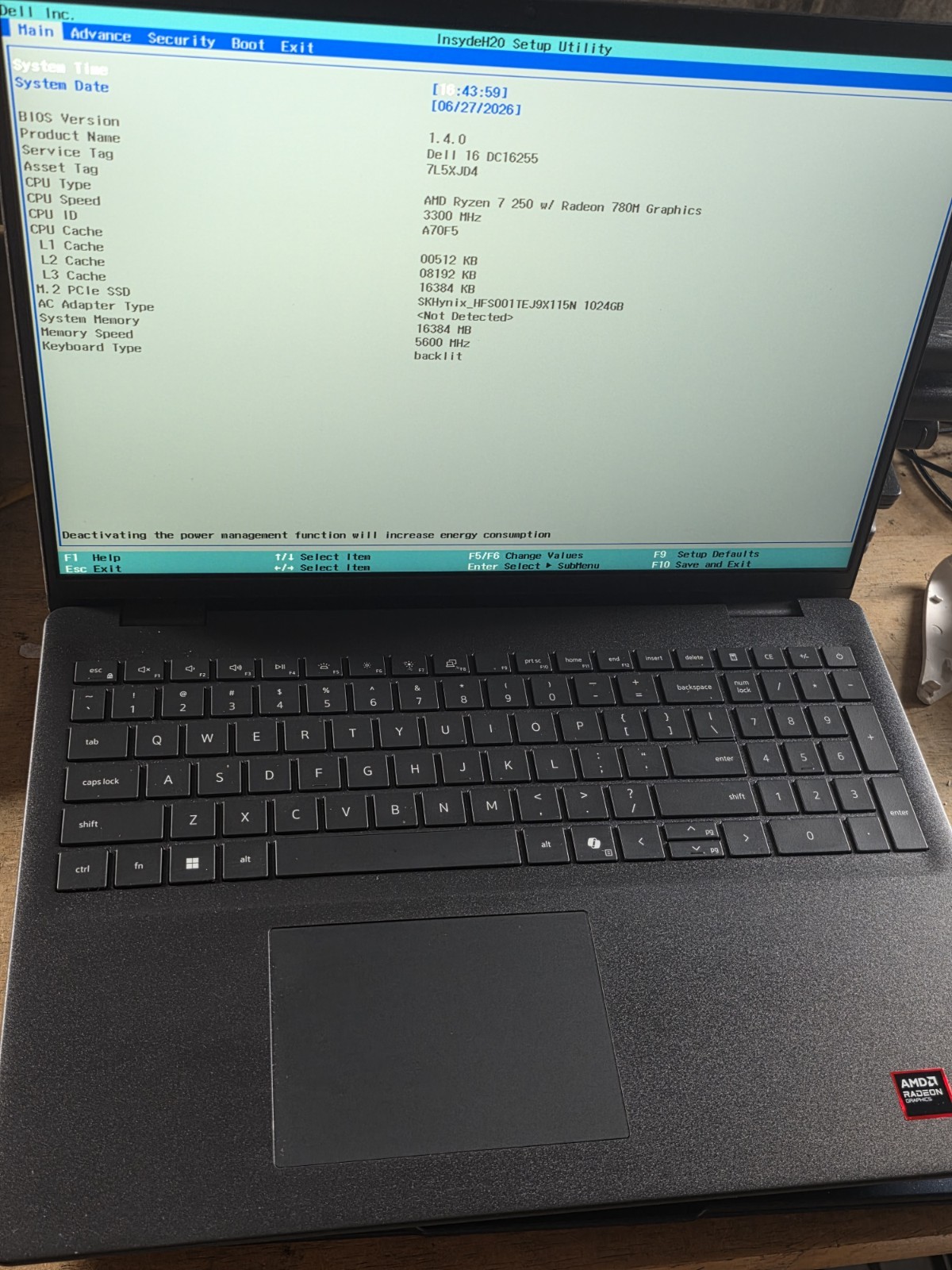 Dell 16 DC16255 Touch Screen *3.3GHz AMD Ryzen 7 250/16GB RAM/1TB SSD Good W11h