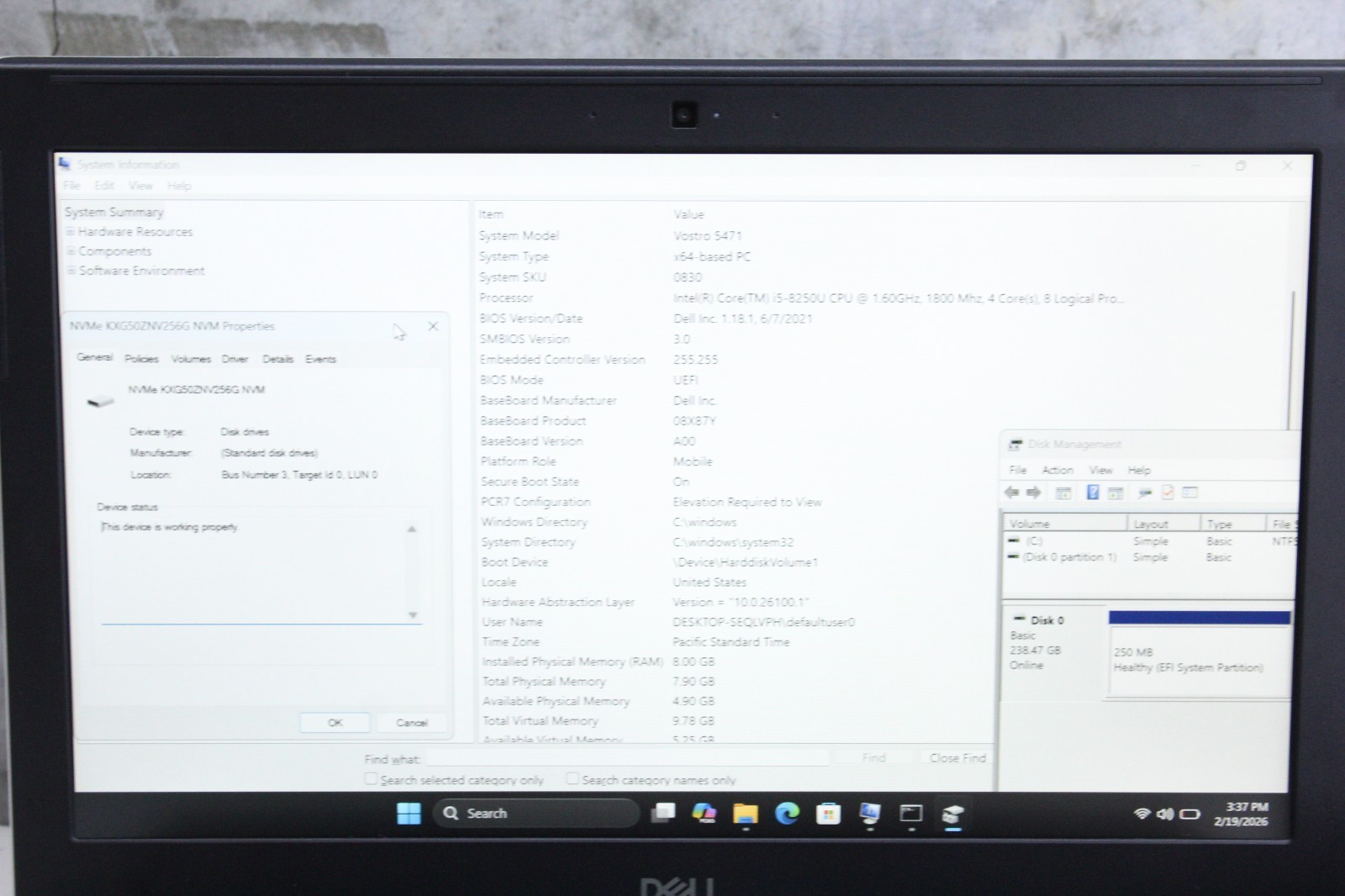 Dell Vostro 5471 | Cosmetic Grade C | i5-8250U, 8GB Ram, 256GB NVMe, Win 11 P