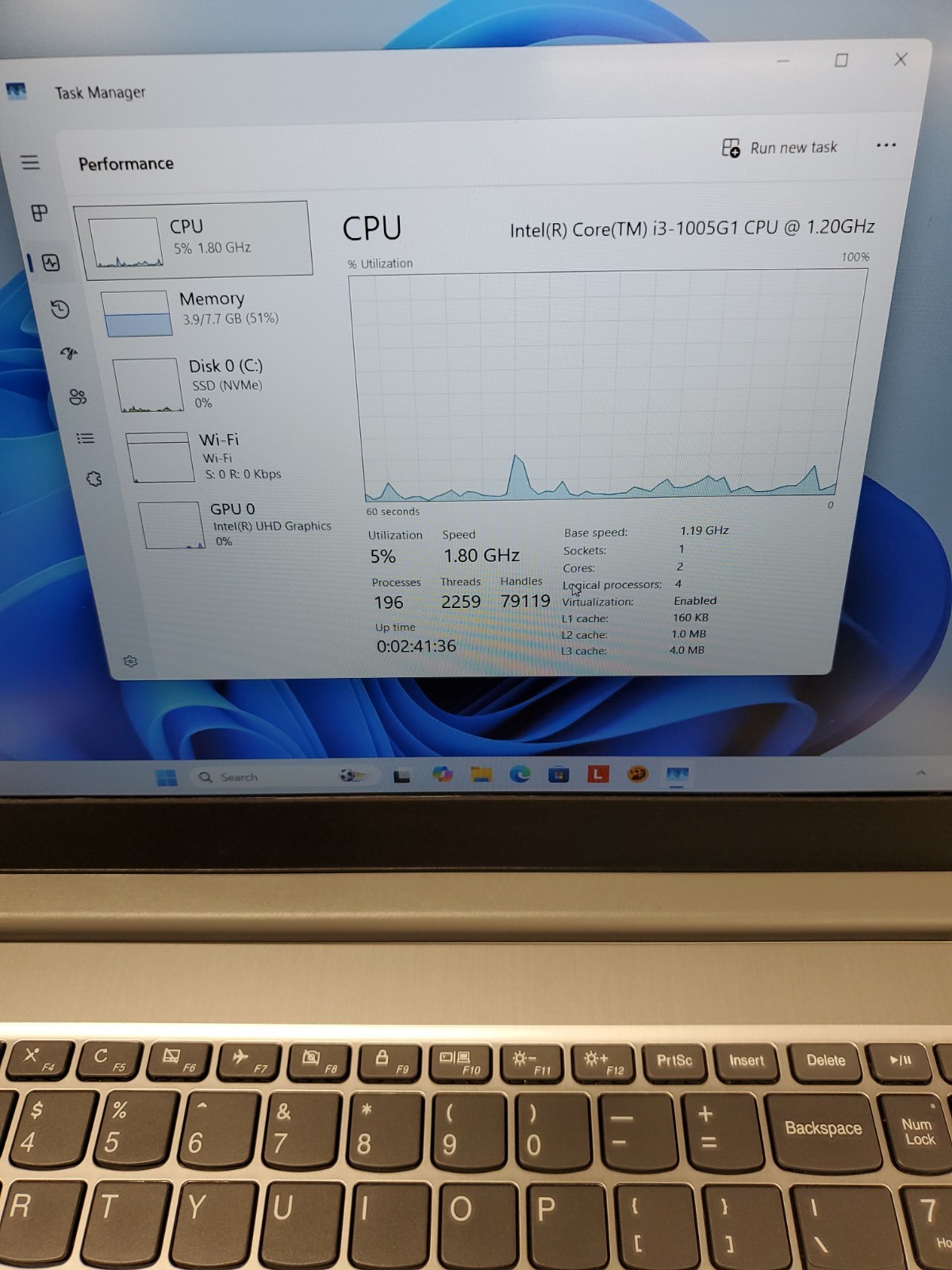 Lenovo IdeaPad 3 15IIL05 Laptop I3-1005G1, 8GB RAM, 256GB NVMe, Windows 11 Home