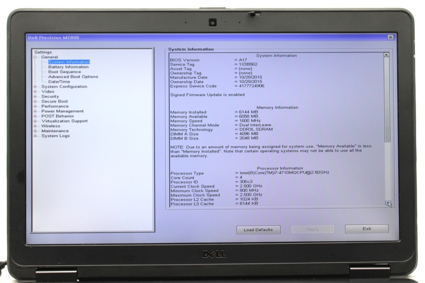 Dell Precision M2800 i7-4810MQ@2.8GHz 1GB RAM NO STORAGE OR OS *USED/TESTED*