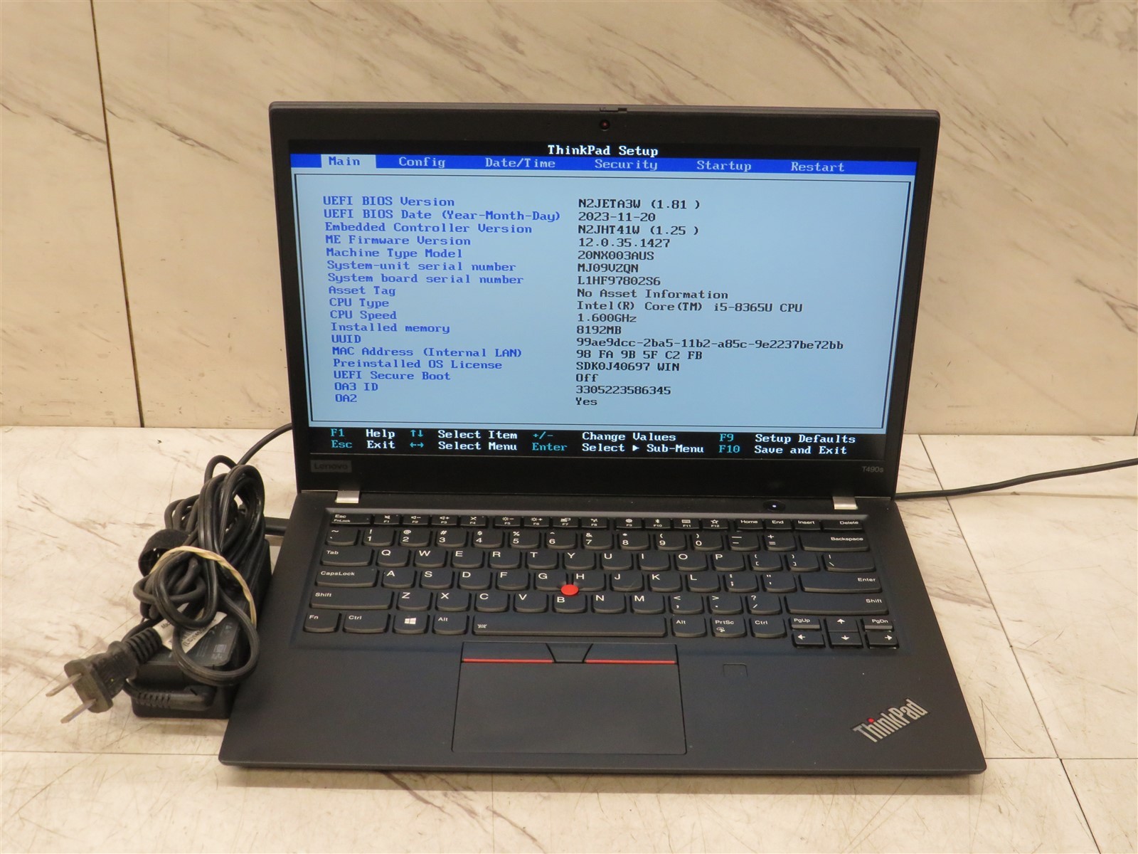 Lenovo Thinkpad T490S Intel i5-8365U@1.6GHz 8GB RAM Laptop BATT