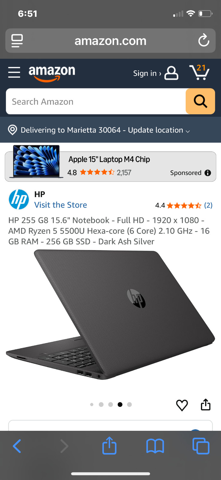 HP 255 G8 NOTEBOOK PC | AMD RYZEN 5 5500U | 512GB | 16GB | NO OS