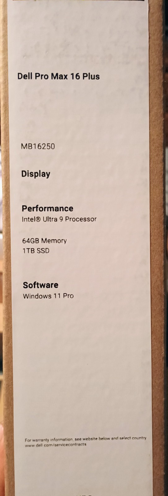 Dell Pro Max 16 Plus MB16250 FHD+ Ultra 9 285H 64GB 1TB RTX PRO 3000 Blackwell