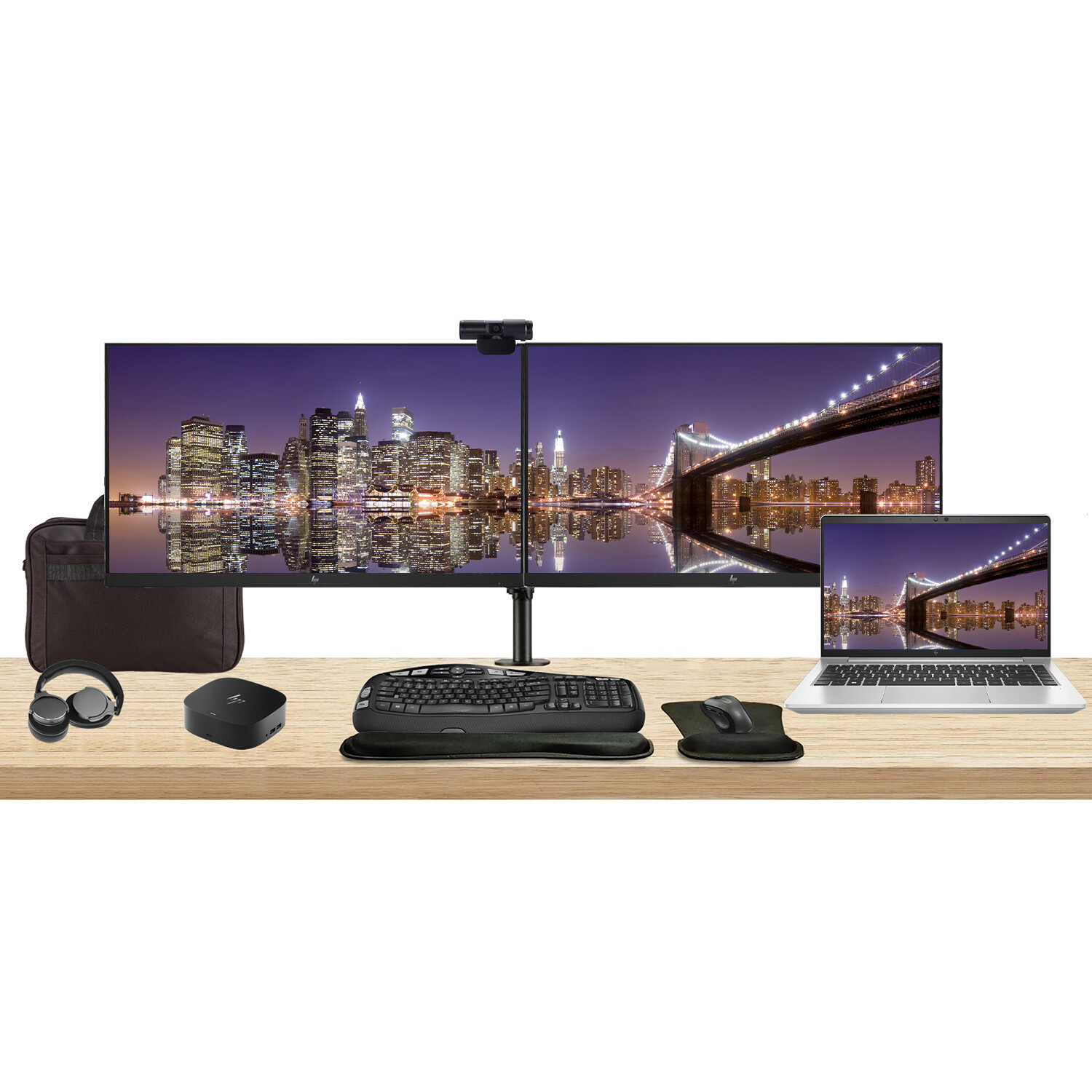 HP EliteBook 640 G10 Touch 14″ i7, Notebook with 2 x EliteDisplay 27″ Monitors