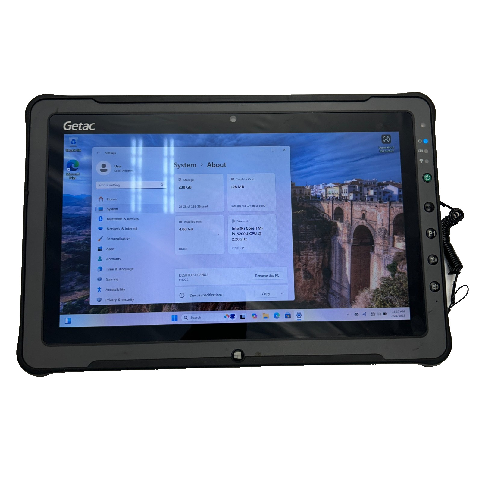 Getac F110 G2 i5-5200U 2.20GHz 4GB RAM 256GB SSD Tablet Win 11