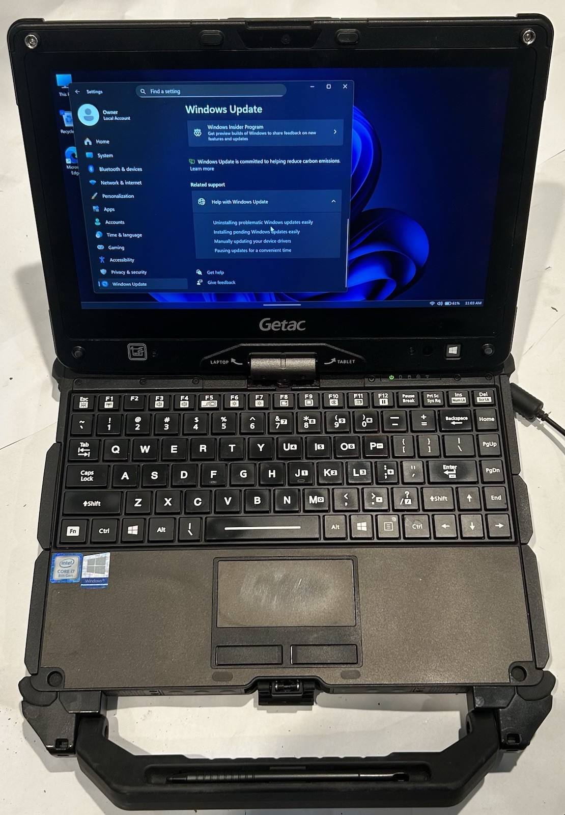Getac V110 G5 Rugged Toughbook i7-8565U 256GB SSD 16GB 4G Touchscreen Win 11 Pro