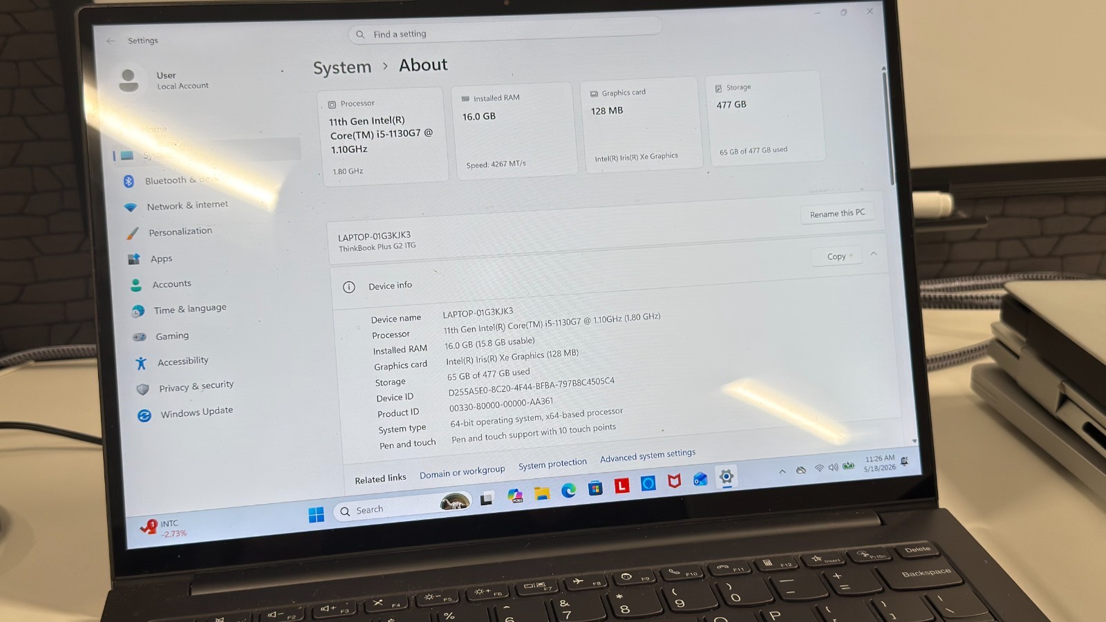Lenovo ThinkBook 13s G2 13.3″ (512GB SSD, Intel Core i5 11th Gen., 4.20 GHz,…