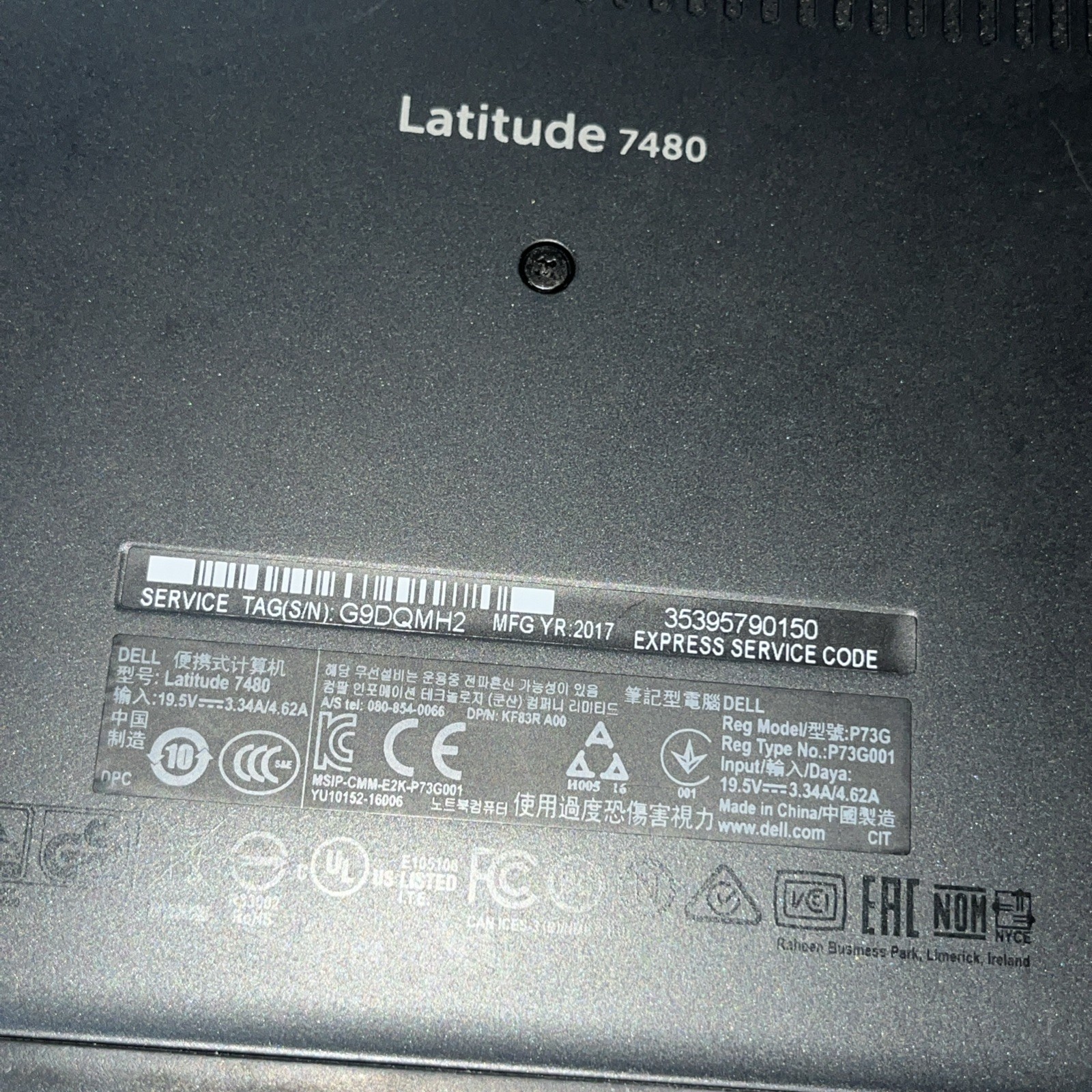 DELL LATITUDE 7480 INTEL CORE I7-7600U 8GB RAM NO HD