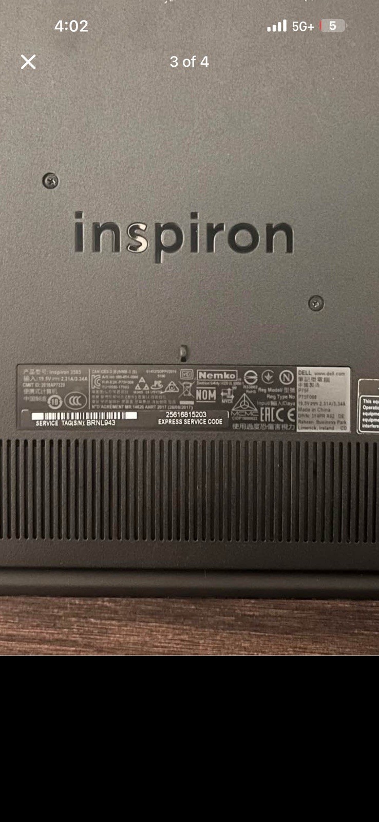 Dell Inspiron 3585 15.6″ Ryzen 3 2200U 16GB 256GB SSD Vega 3 Win Black